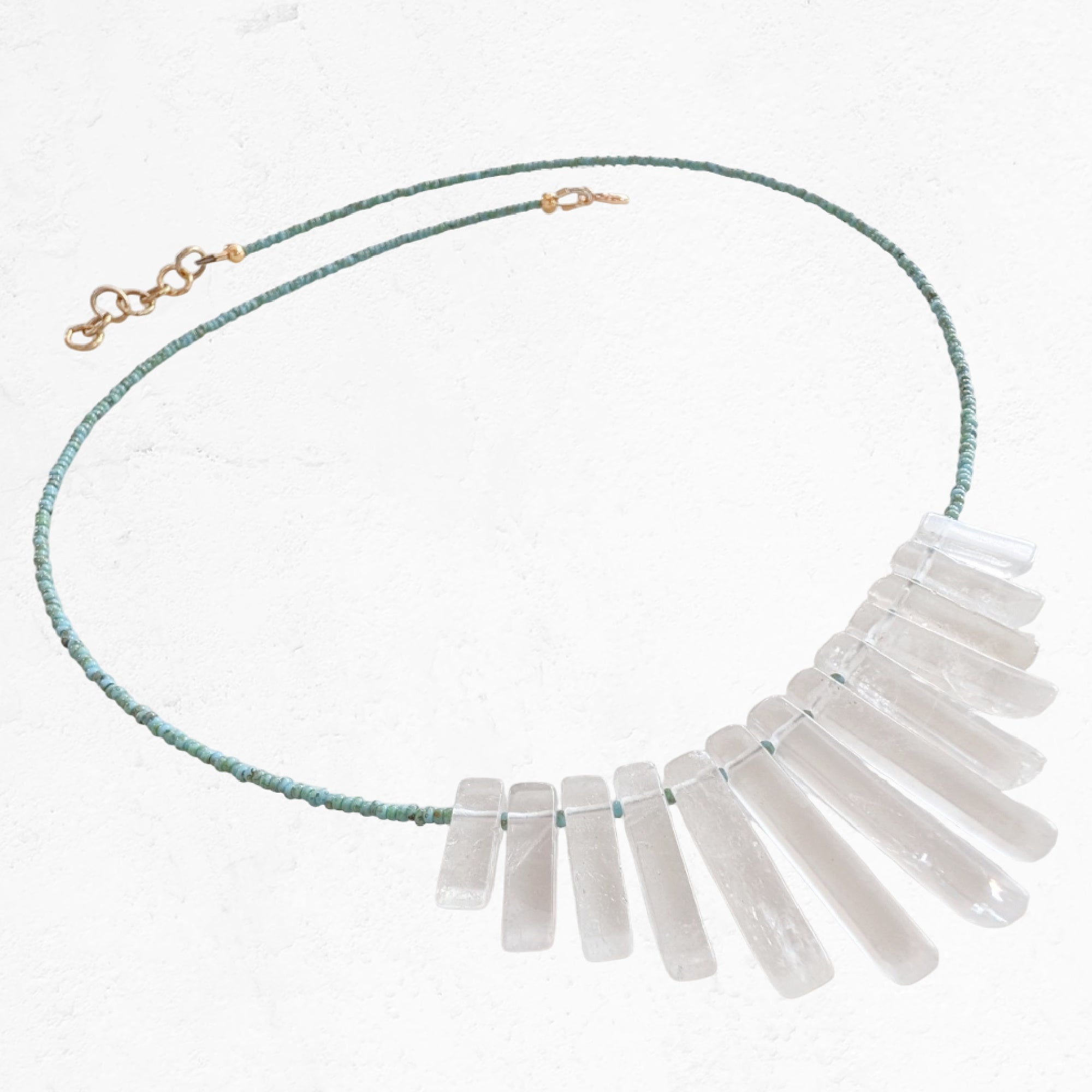 Beaded Crystal Fan Necklace