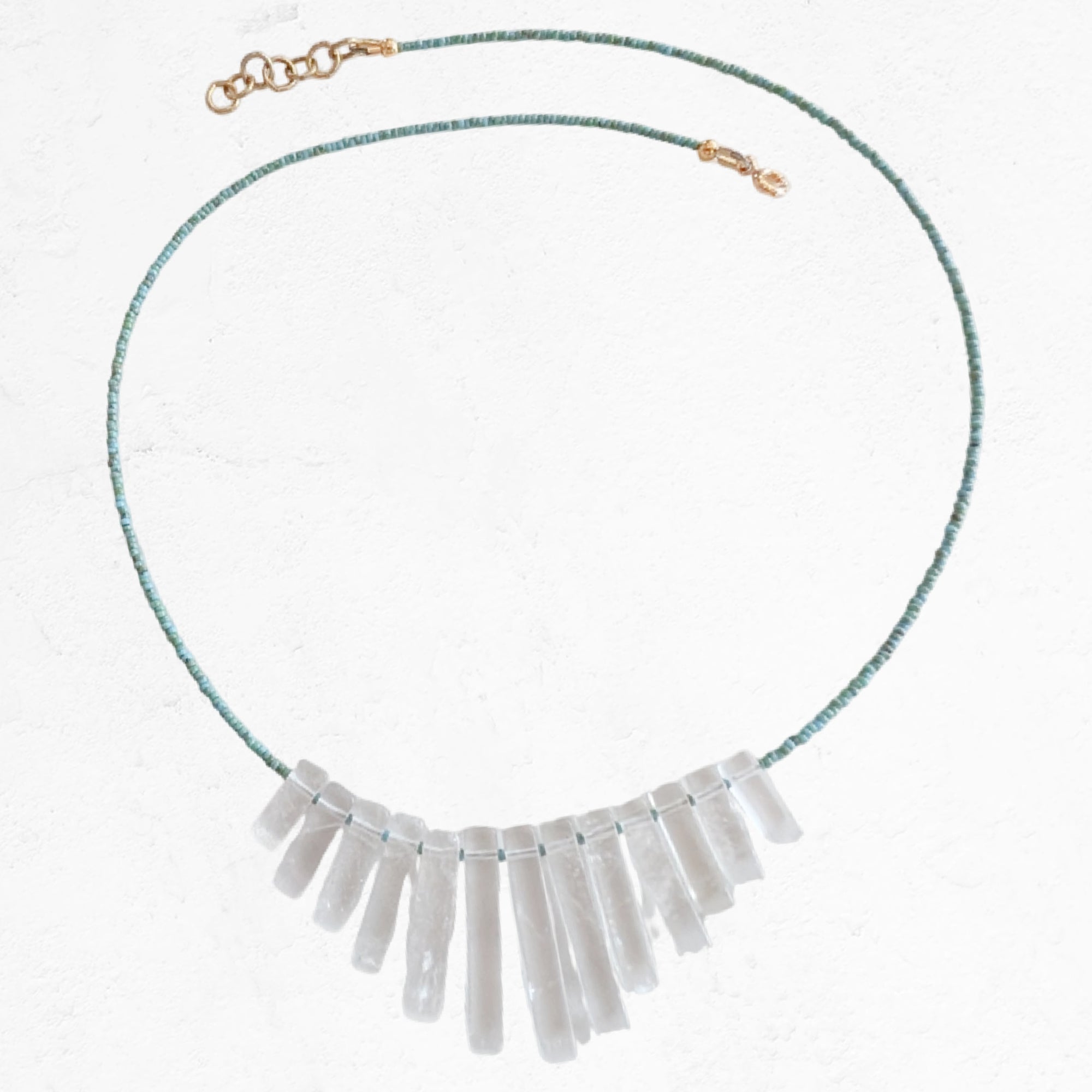 Beaded Crystal Fan Necklace