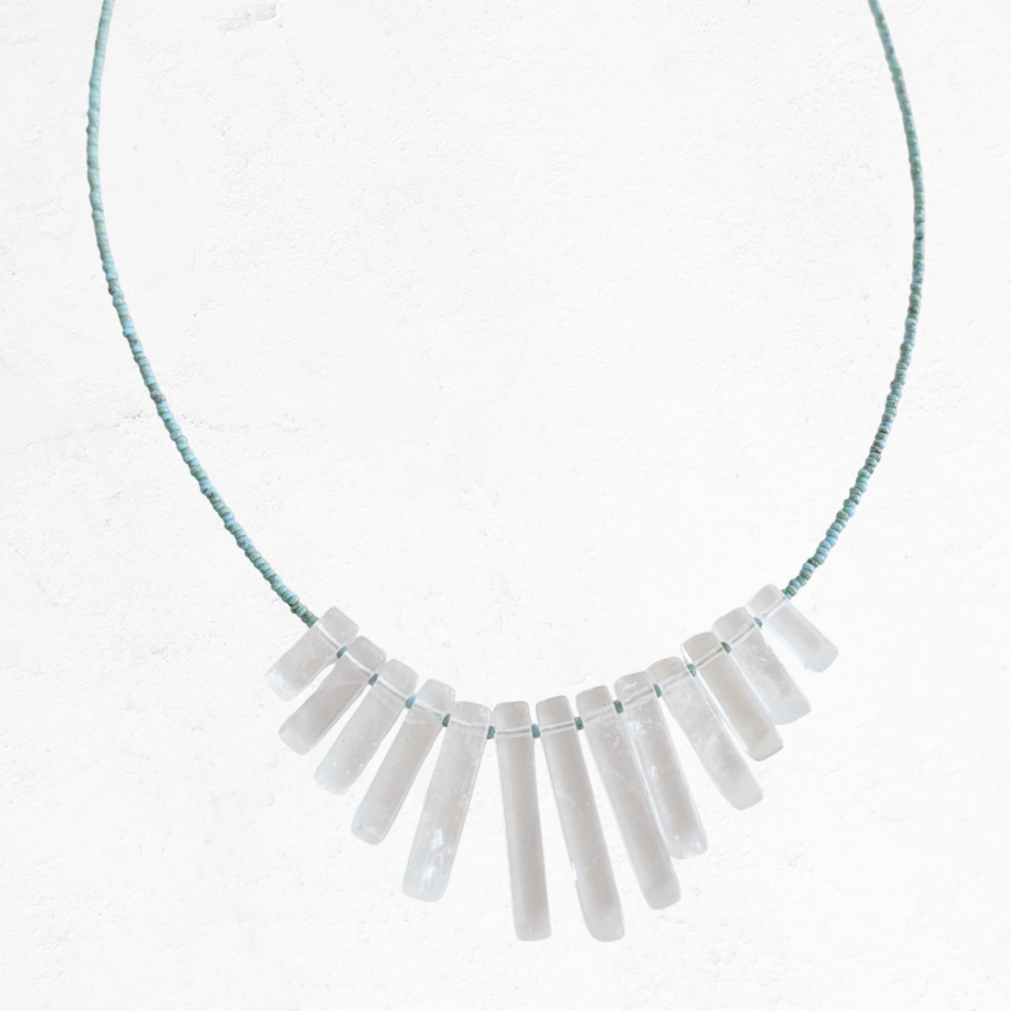 Beaded Crystal Fan Necklace
