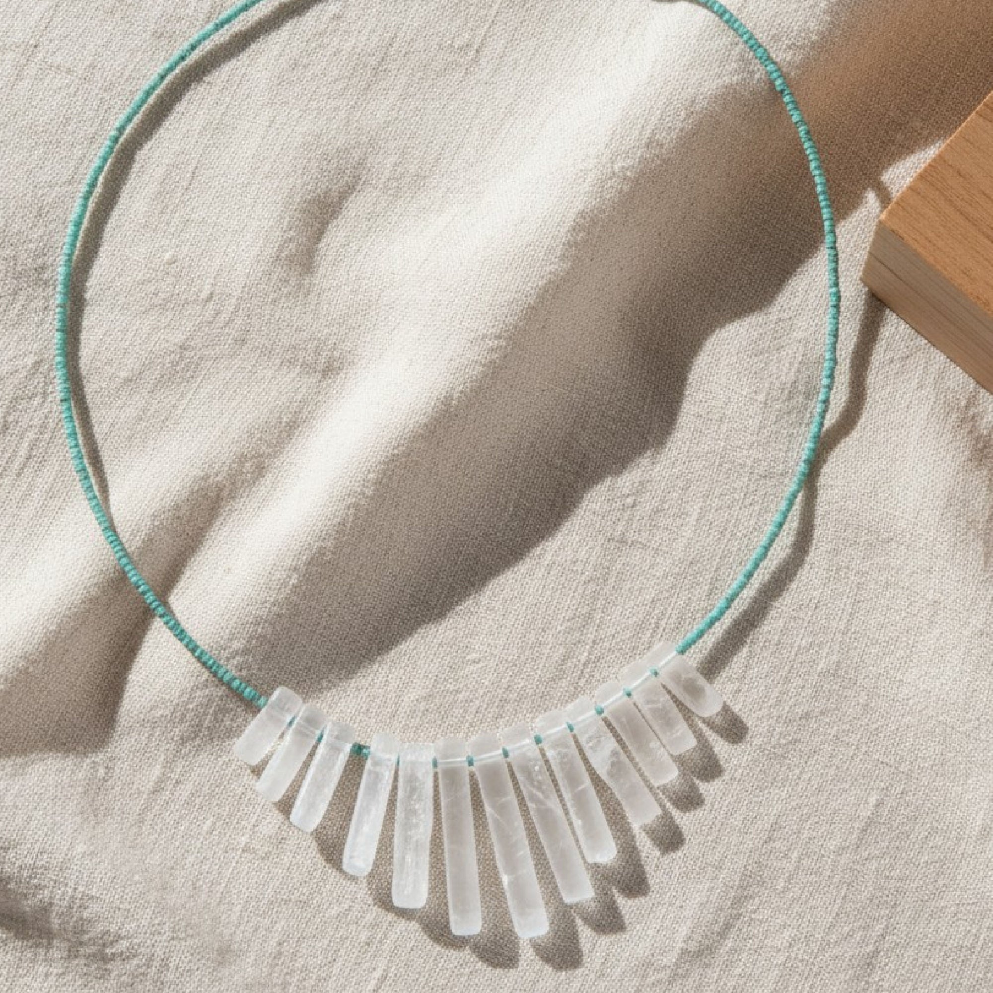 Beaded Crystal Fan Necklace