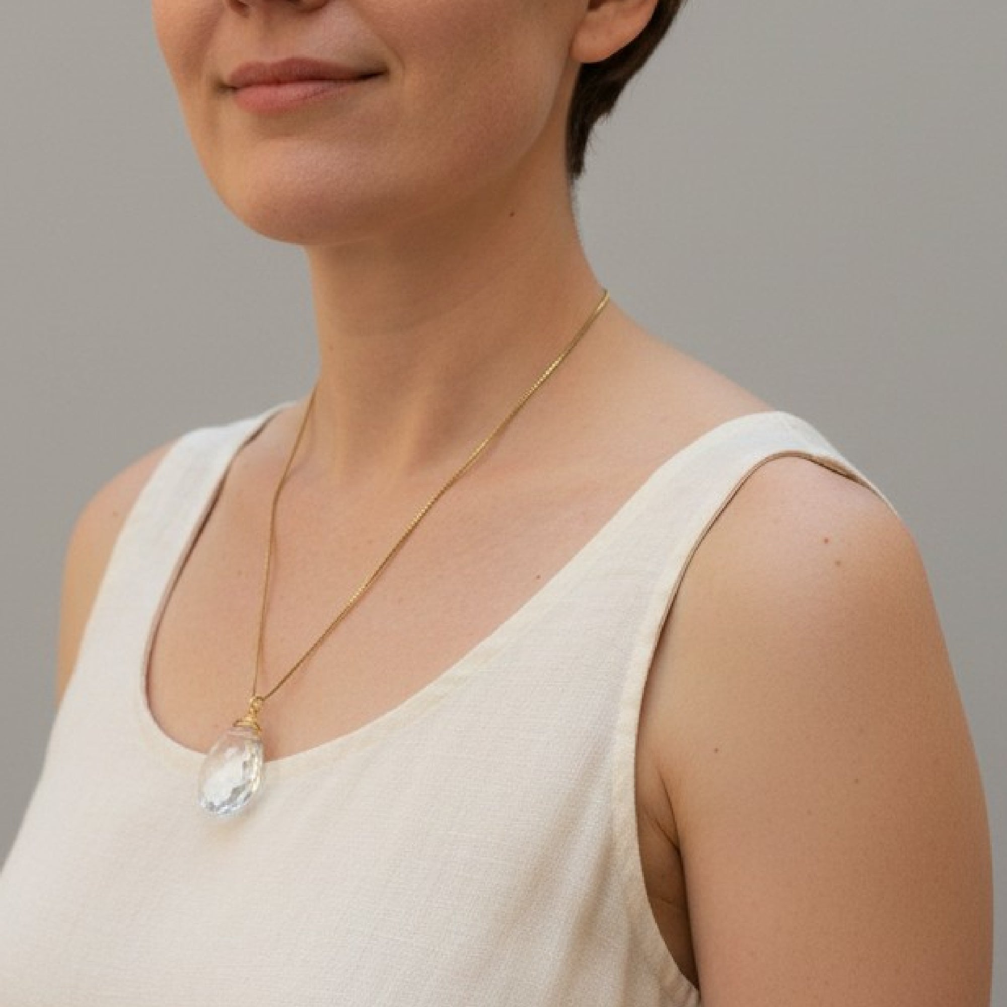 Vintage Box Chain Crystal Necklace