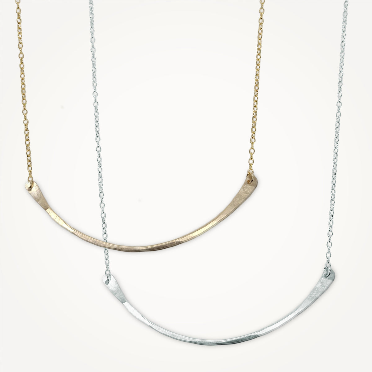 Curved Bar Necklace in Silver or Gold | Beatrixbell Handcrafted 