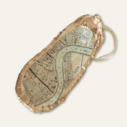 New Orleans Map Oyster Shell Ornament  • Choice of Map