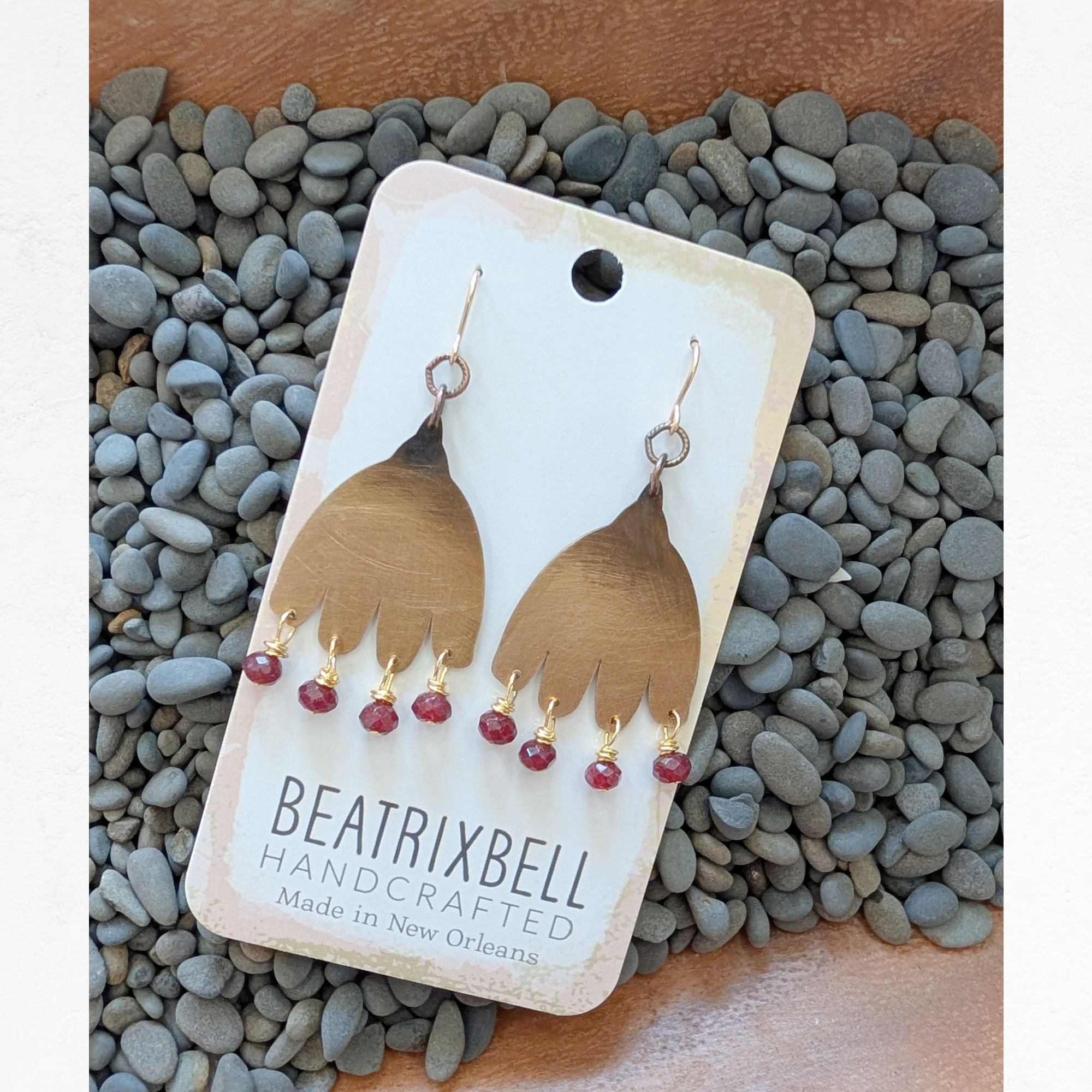 Driftbloom Mysterious Botanical Earrings • Garnet