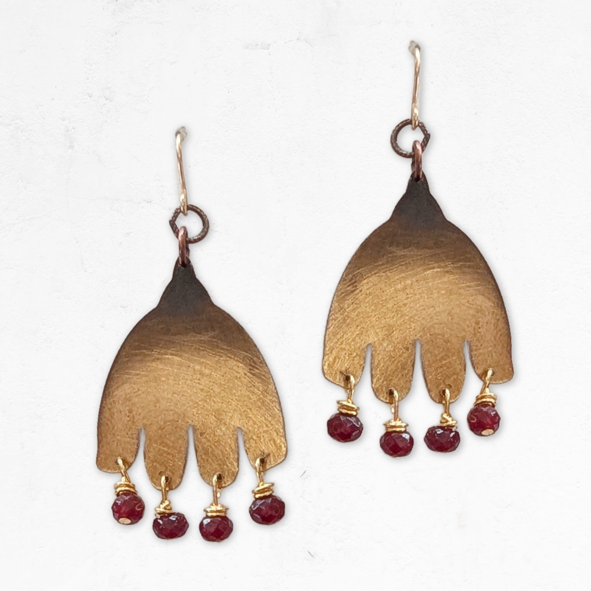Driftbloom Mysterious Botanical Earrings • Garnet