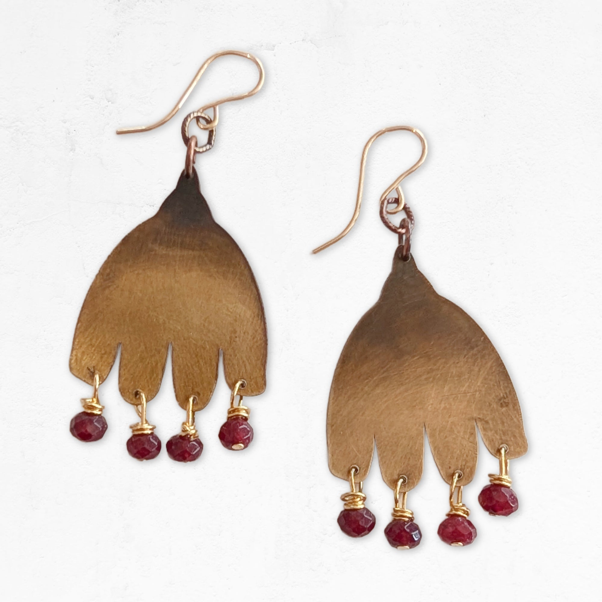 Driftbloom Mysterious Botanical Earrings • Garnet