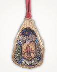 Stained Glass Fleur de Lis Ornament • Oyster Shell