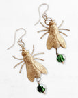 Bejeweled Fly Earrings • Green Crystal
