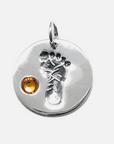 Sterling Silver Baby Footprint Birthstone Charm
