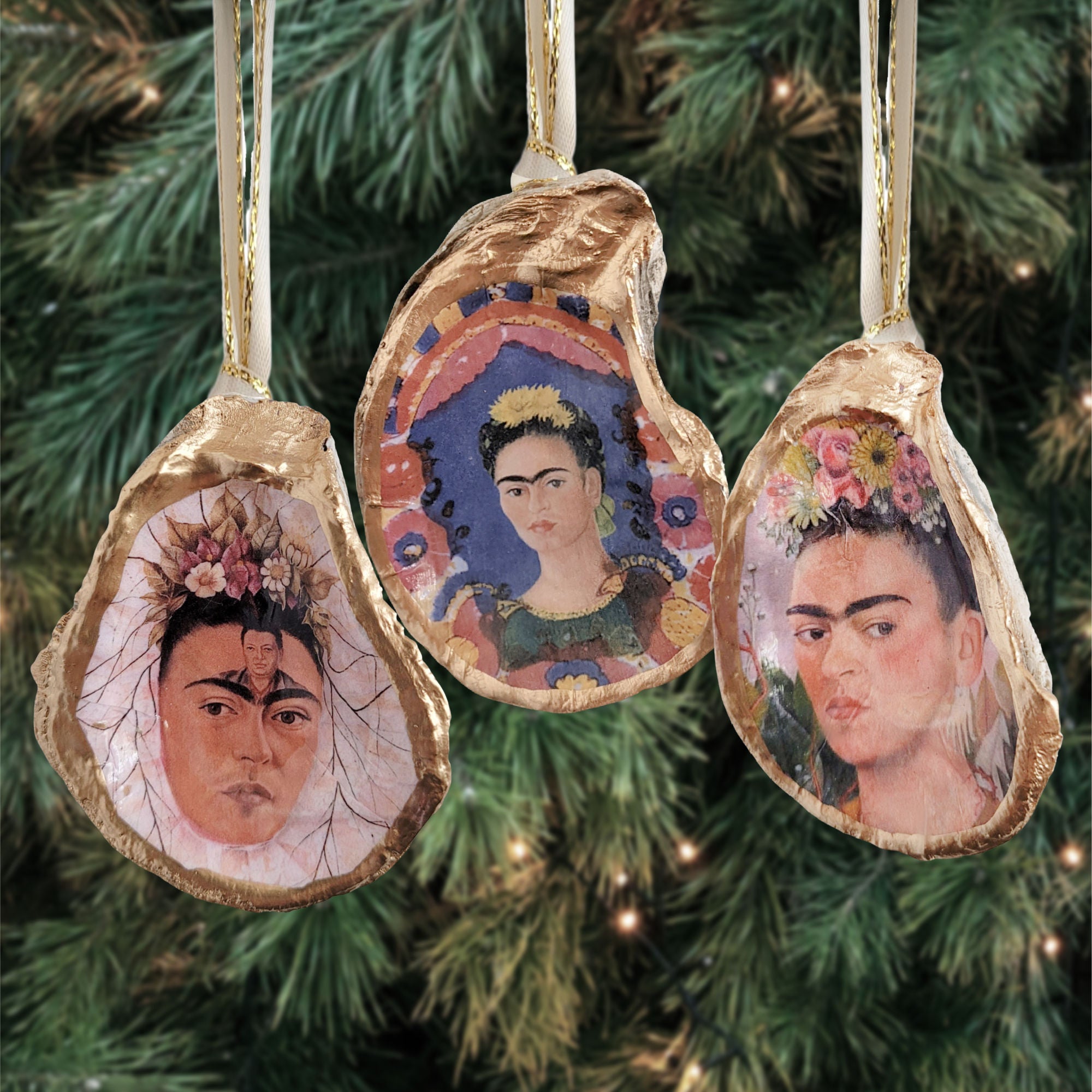 Frida Kahlo Ornament The Frame  • Oyster Shell