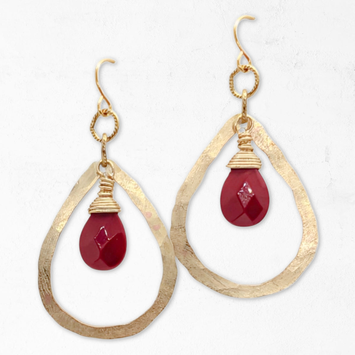 Teardrop Gemstone Earrings • Vermillion