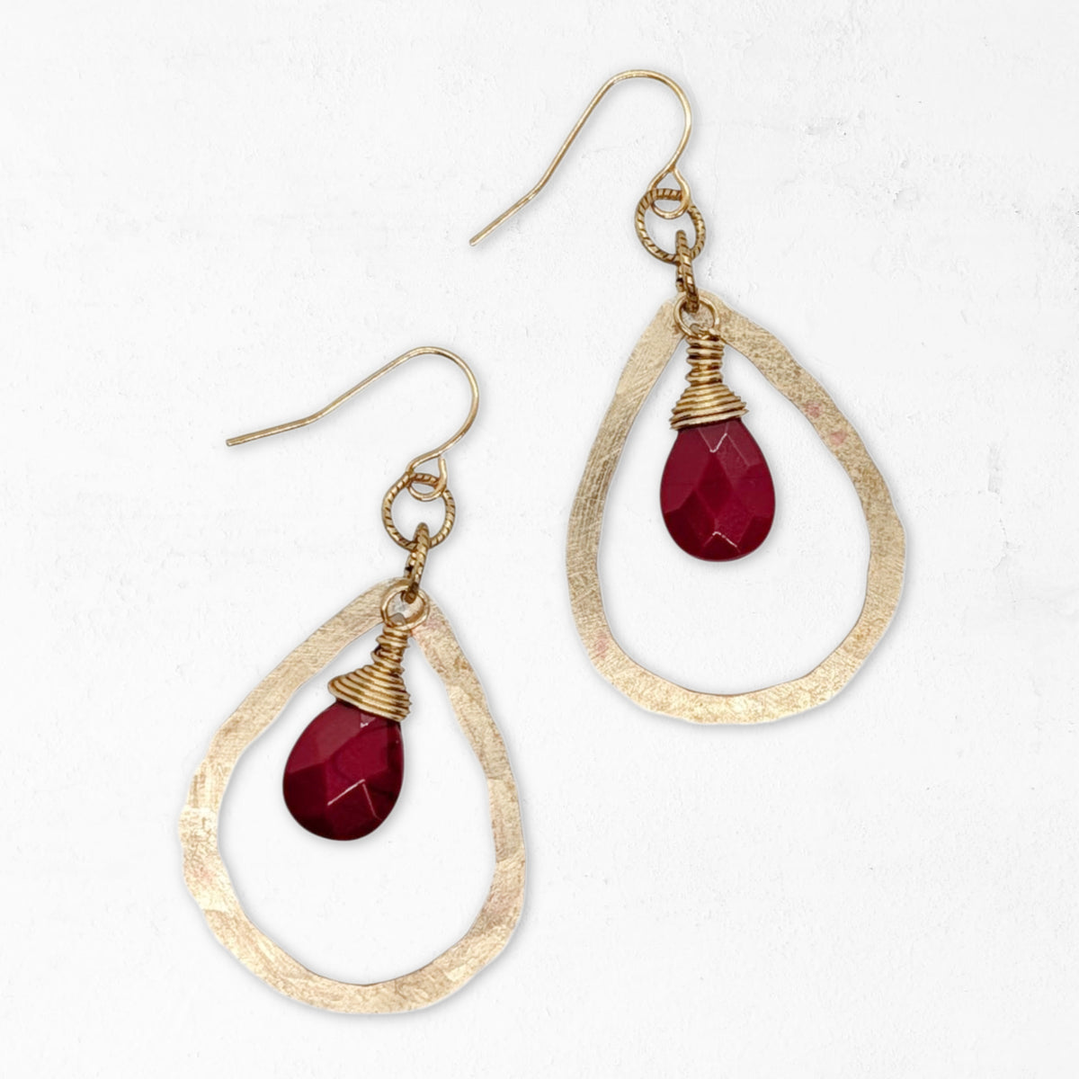 Teardrop Gemstone Earrings • Vermillion