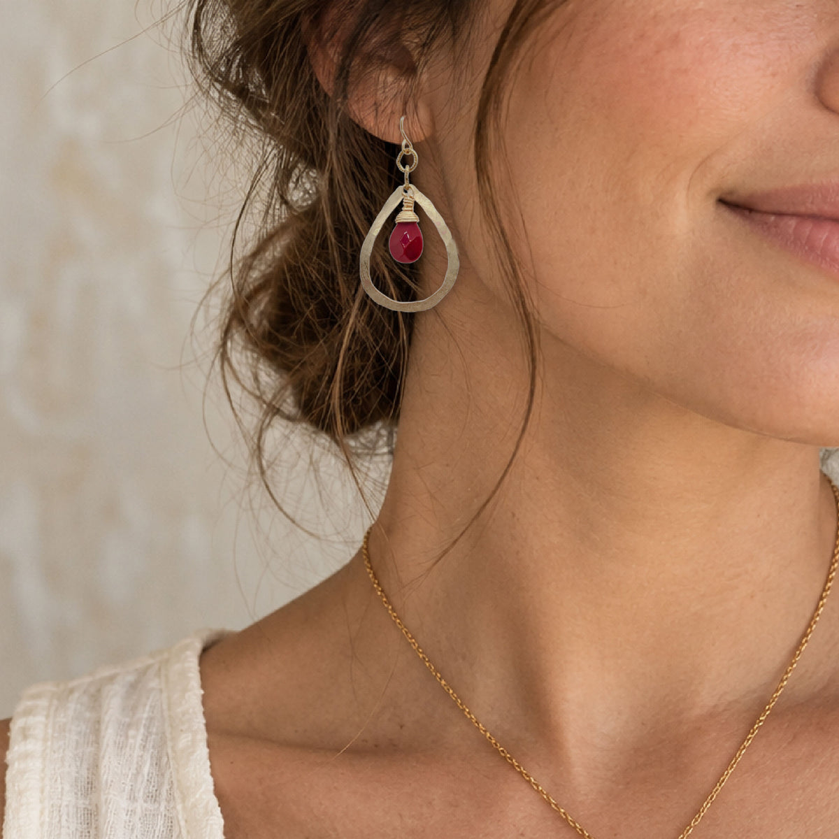 Teardrop Gemstone Earrings • Vermillion