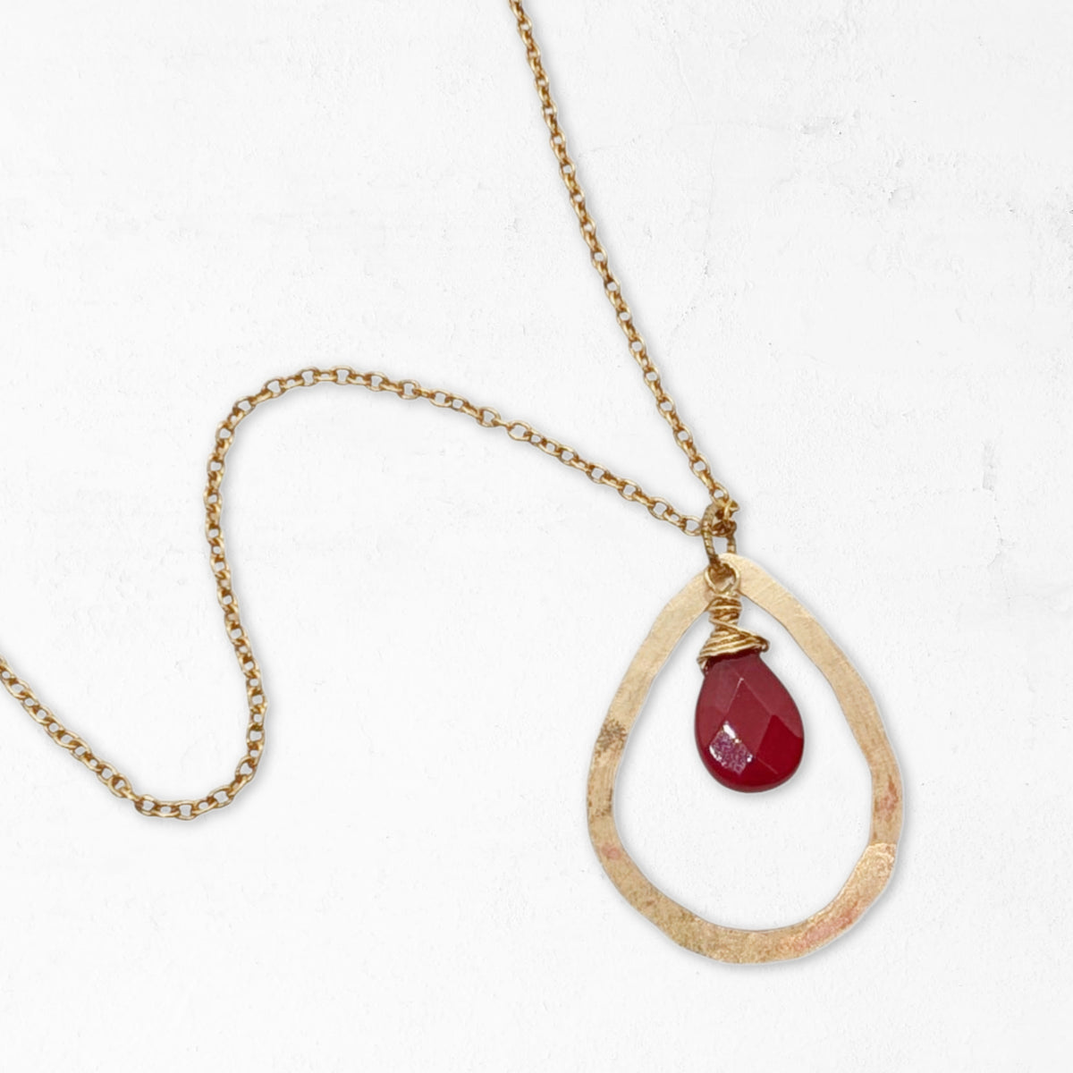 Teardrop Gemstone Necklace • Vermillion