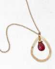 Teardrop Gemstone Necklace • Vermillion
