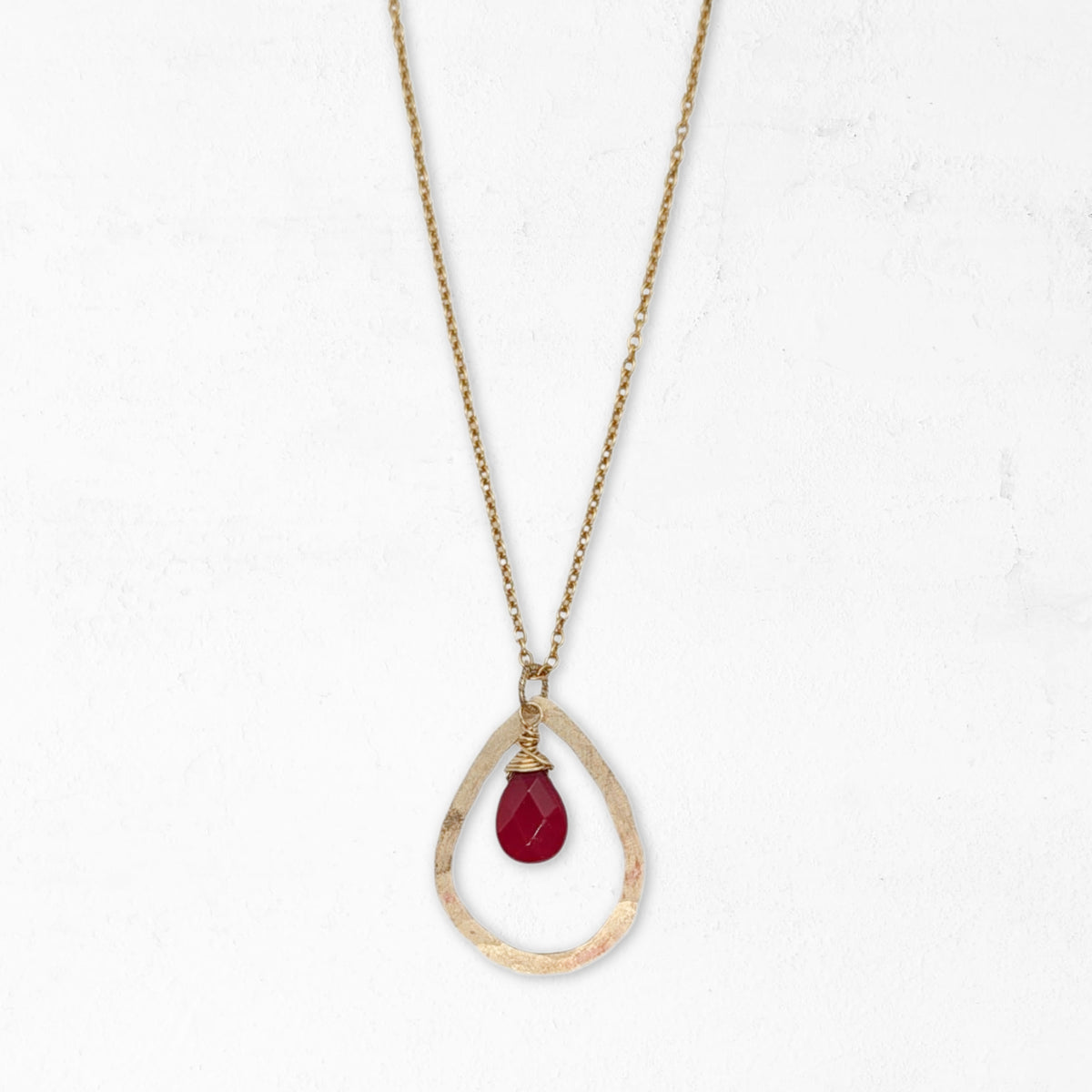 Teardrop Gemstone Necklace • Vermillion