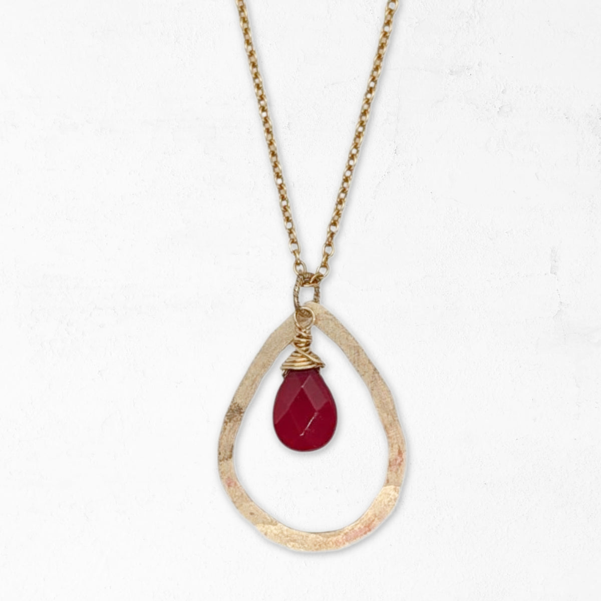 Teardrop Gemstone Necklace • Vermillion