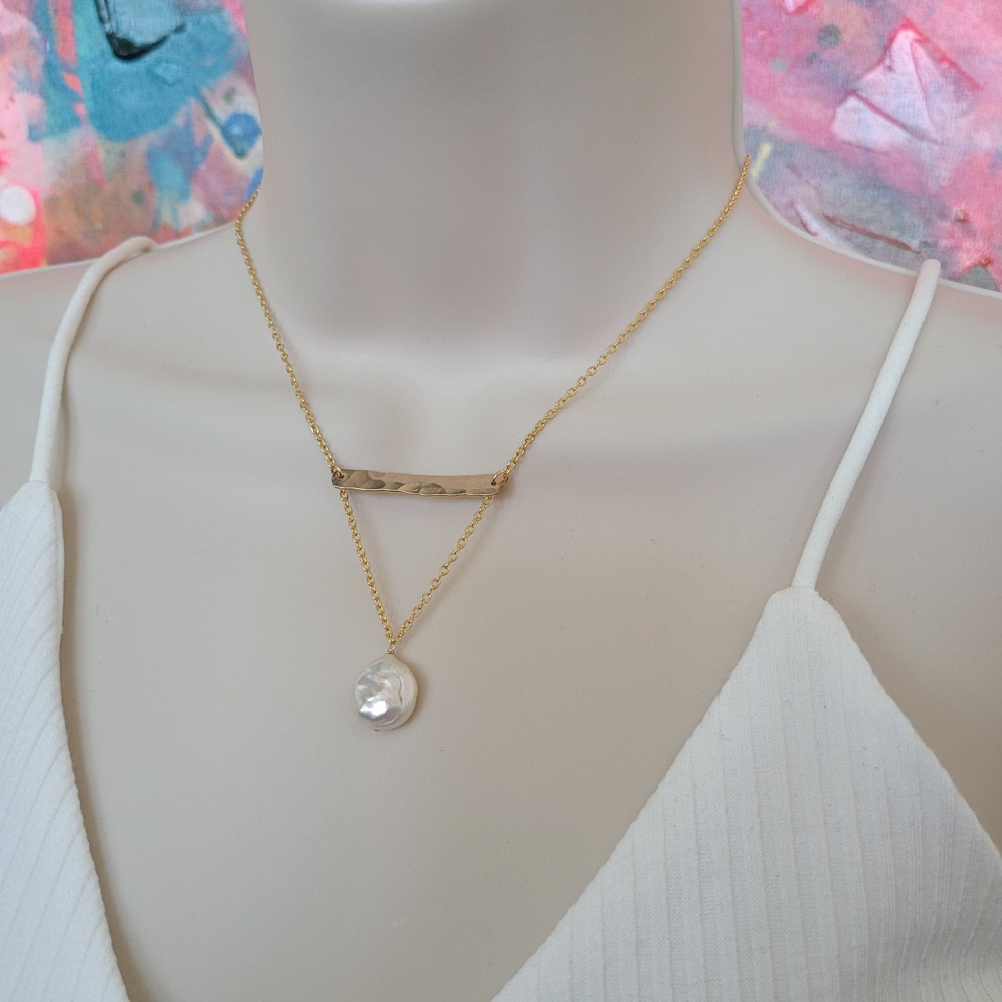 Balance Necklace with Coin Pearl • Silver or Gold