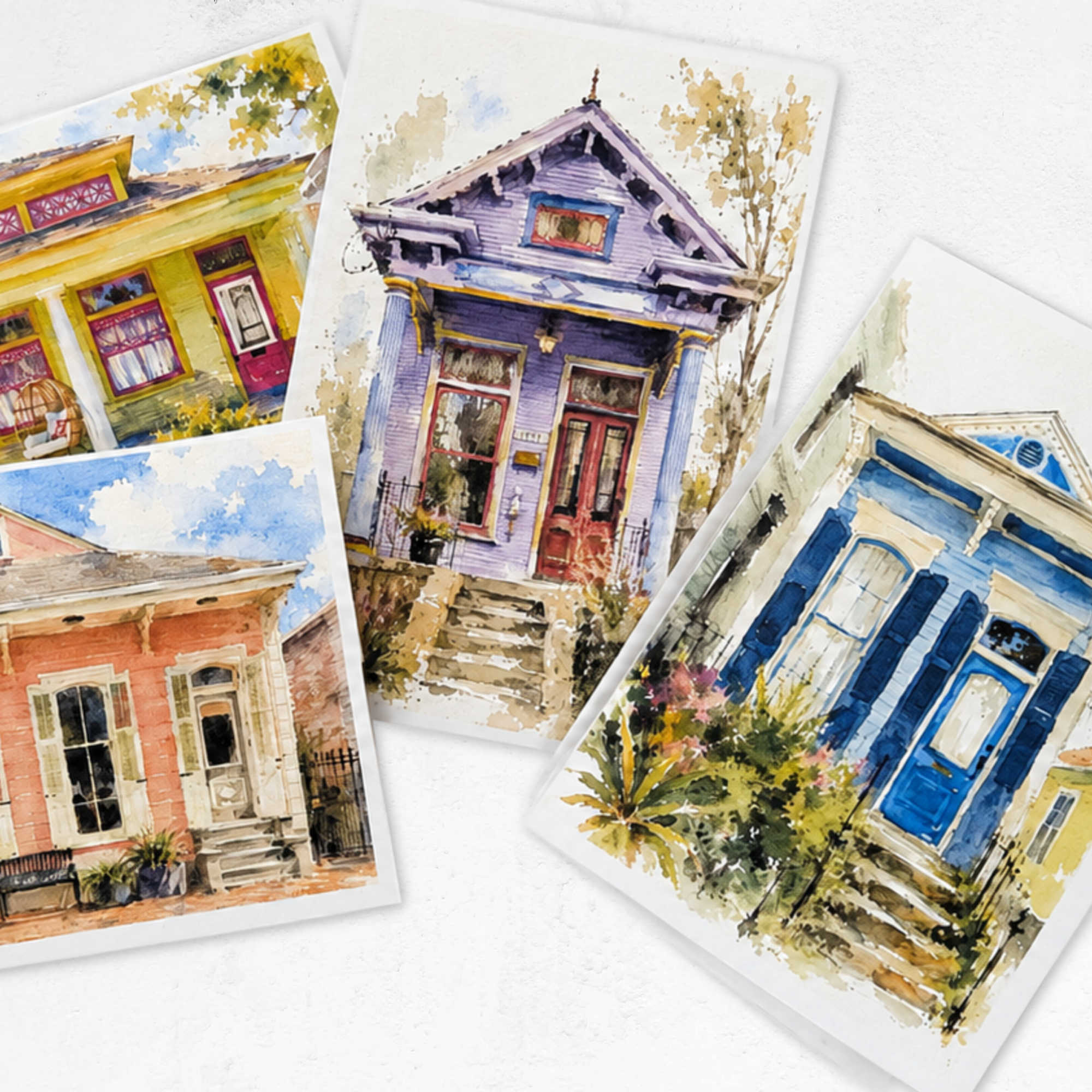 Greeting Cards • NOLA Shotgun Houses, Pack of 4