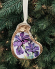 Oyster Shell Ornament • Purple Iris Flower