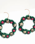 Metallic Christmas Wreath Earrings