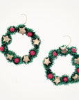 Metallic Christmas Wreath Earrings