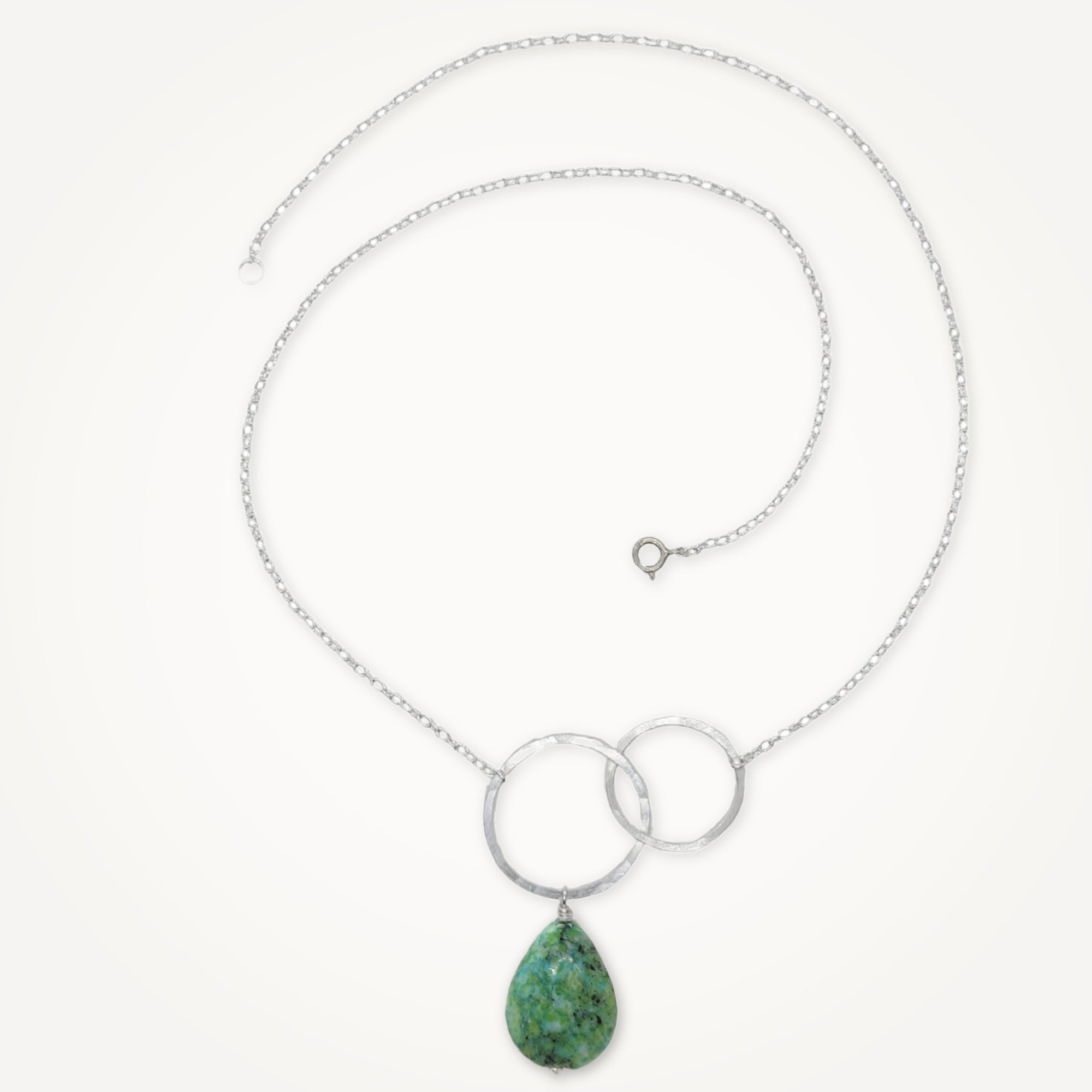 Moon Halo Necklace • Green African Jasper