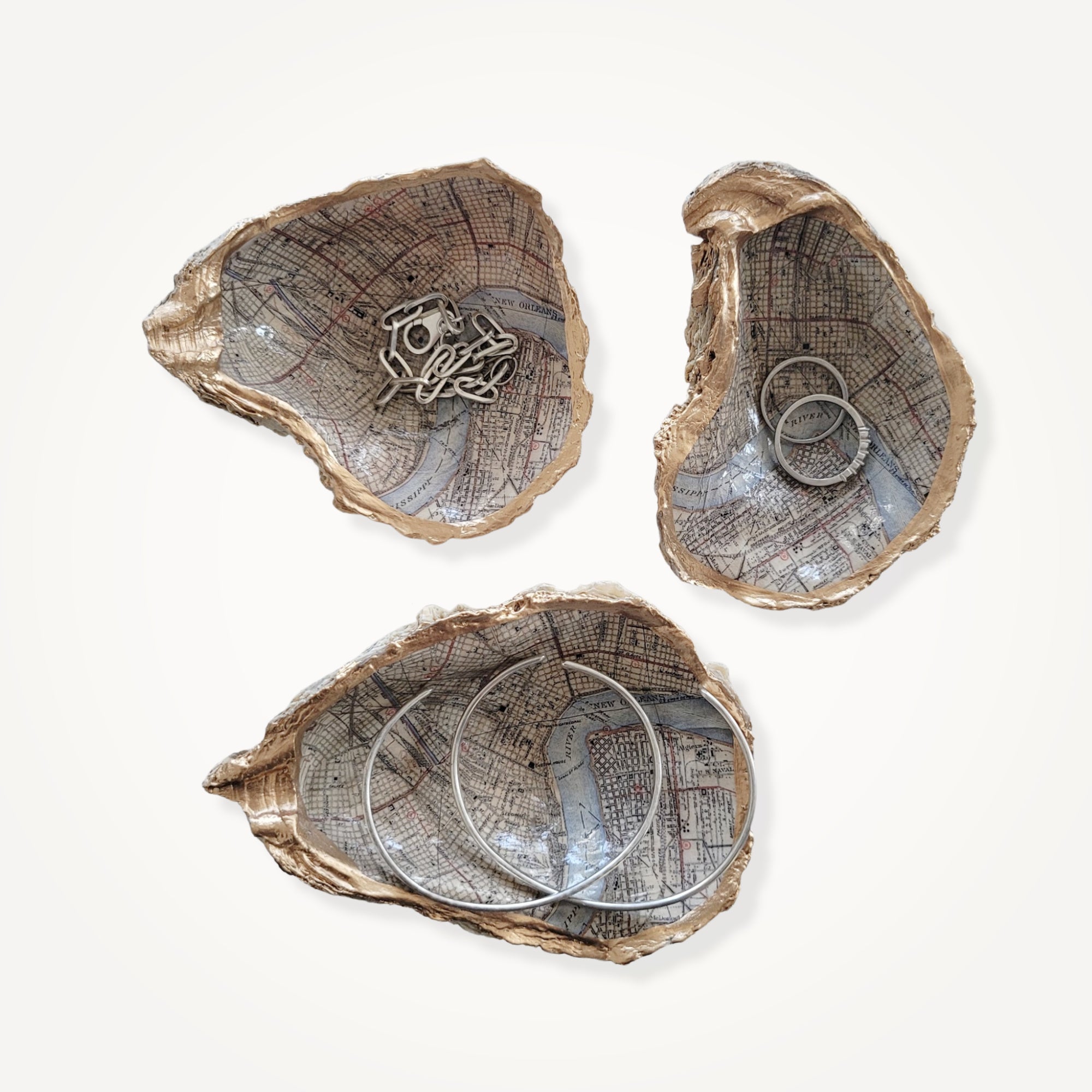 New Orleans Map Trinket Dish • Oyster Shell