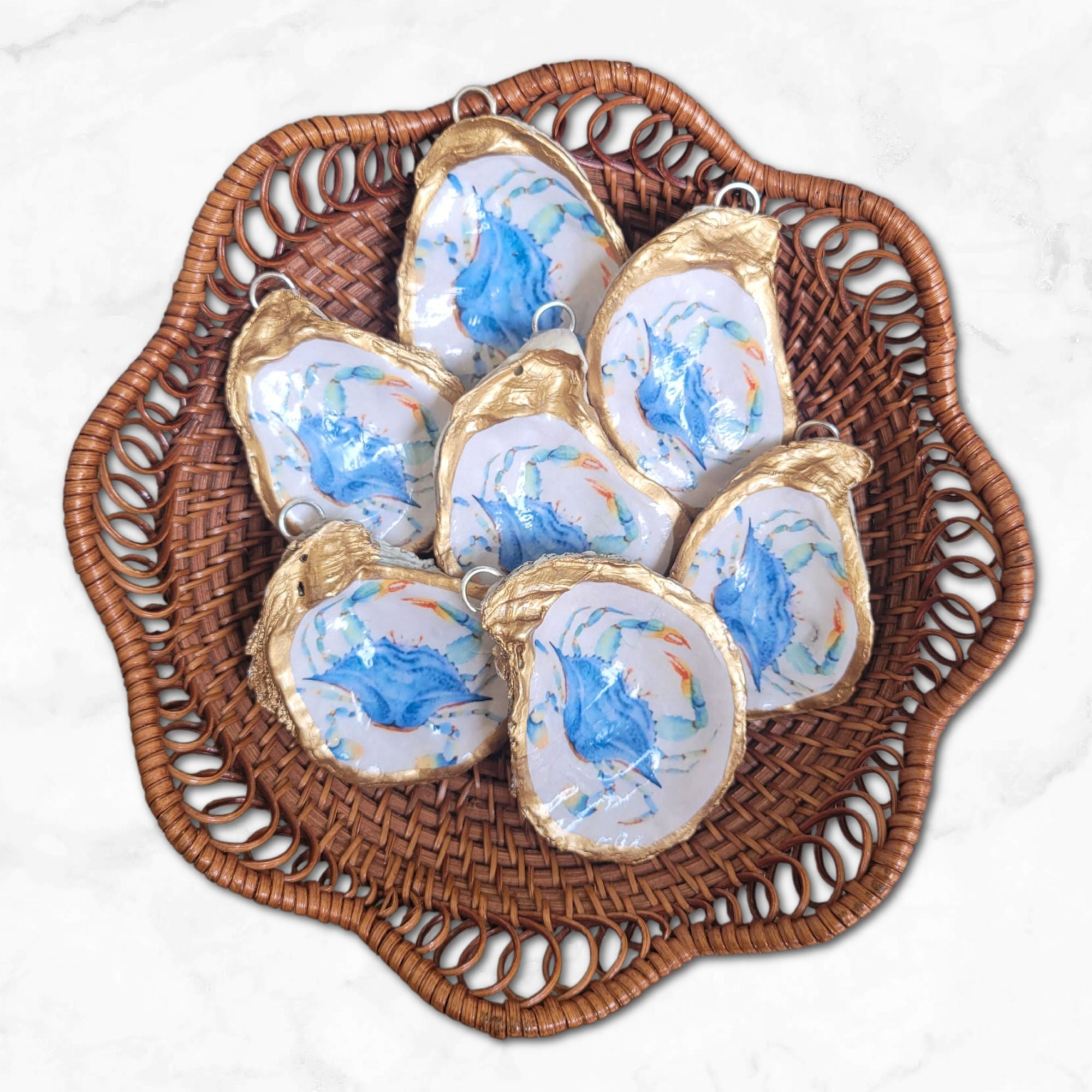 Blue Crab Ornament • Oyster Shell