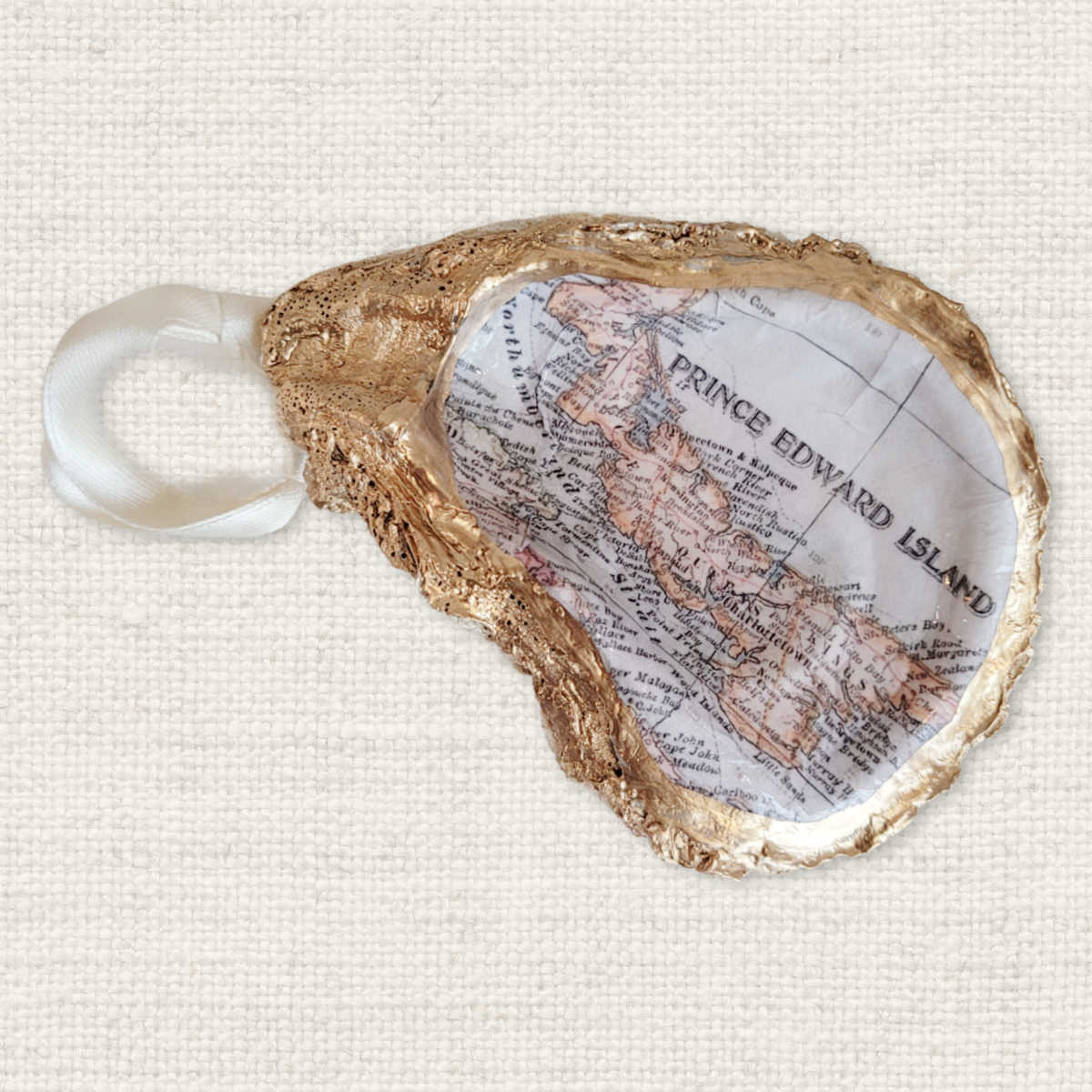 Prince Edward Island Map Ornament • Oyster Shell