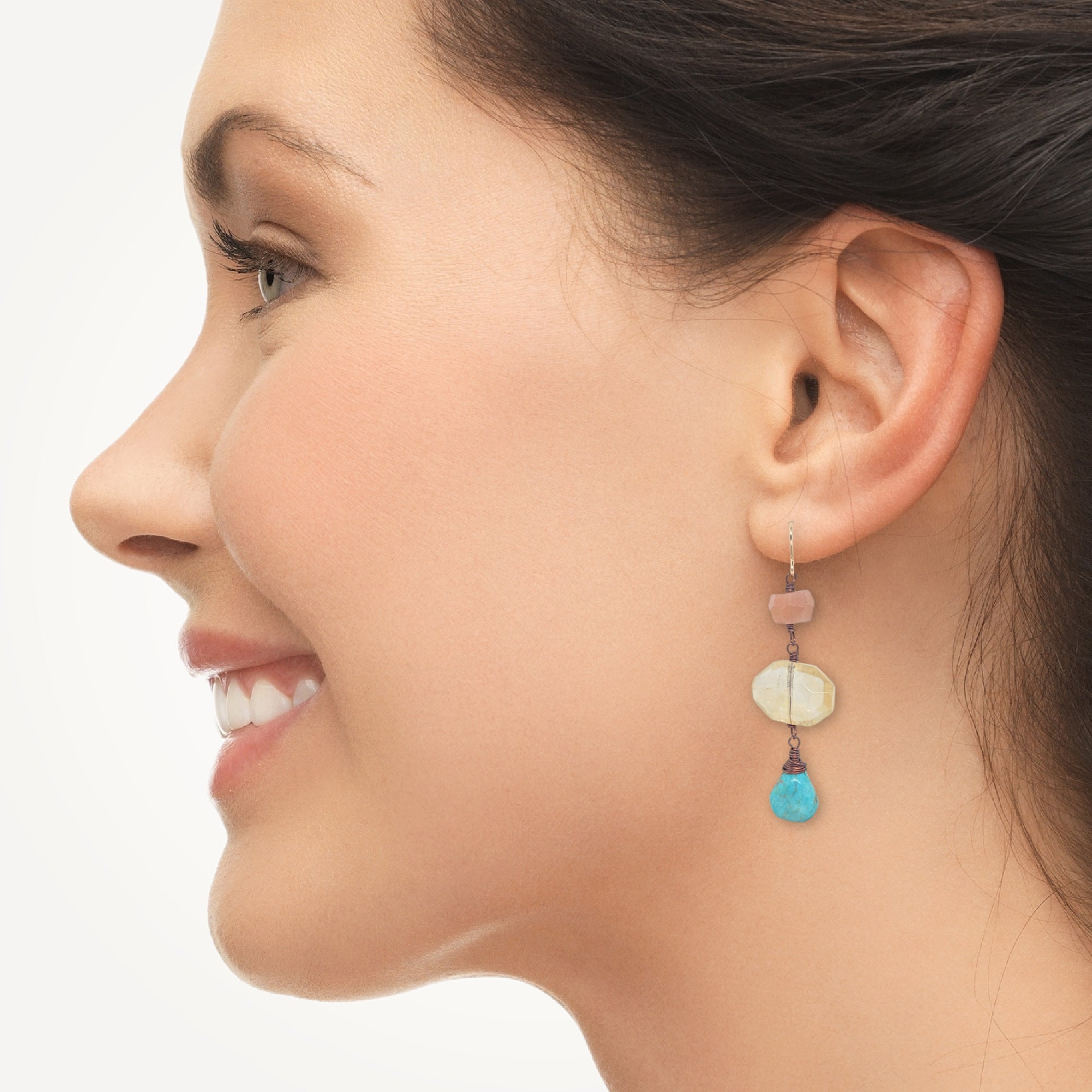 Revel Earrings • Citrine, Sunstone, Turquoise