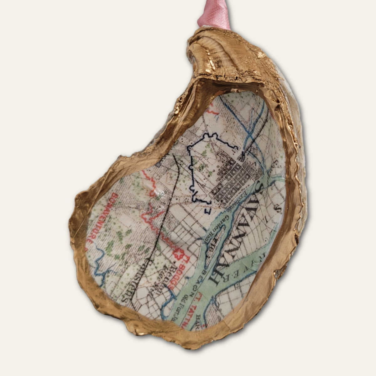 Savannah Map Ornament • Oyster Shell