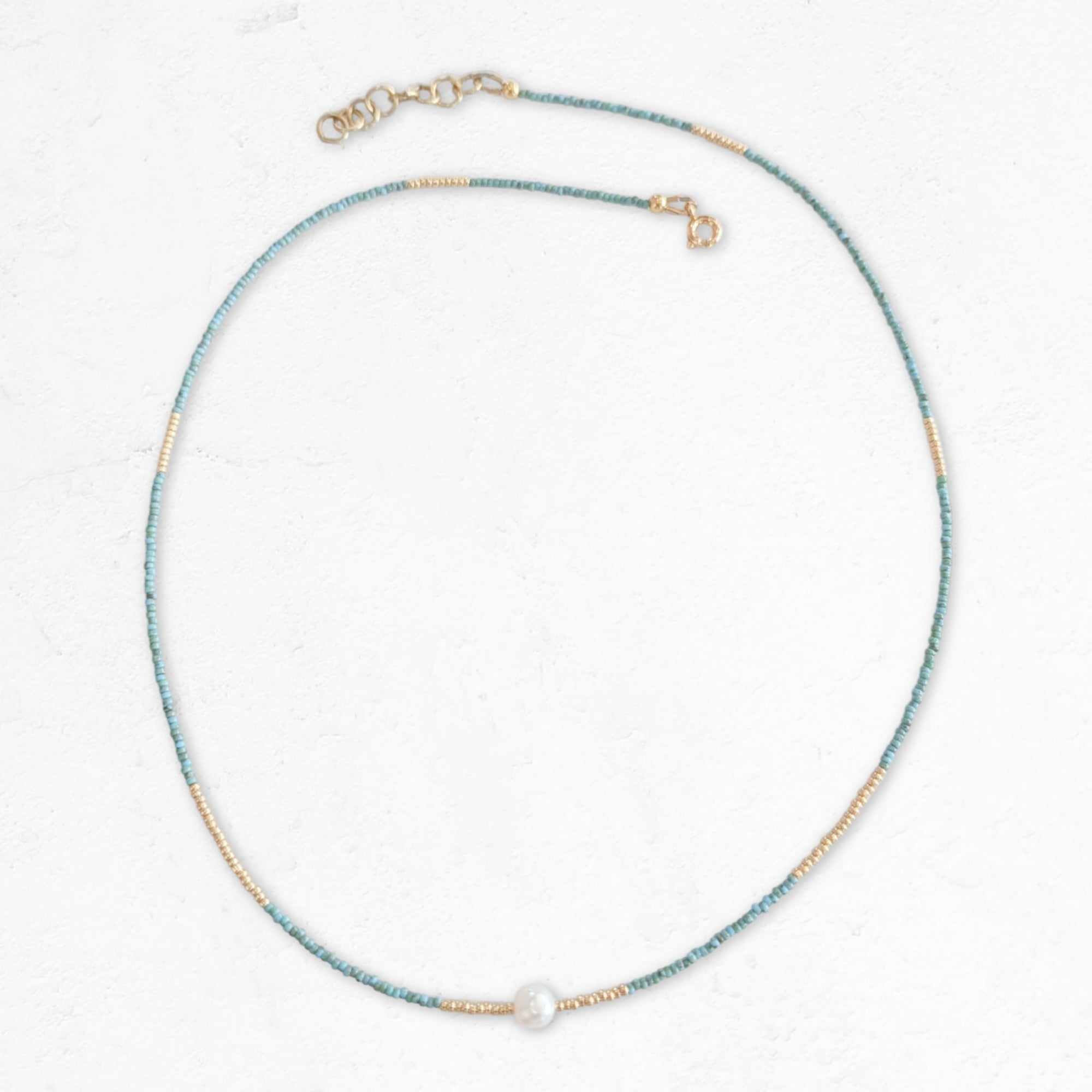 Beaded Sea Mist Necklace with Pearl