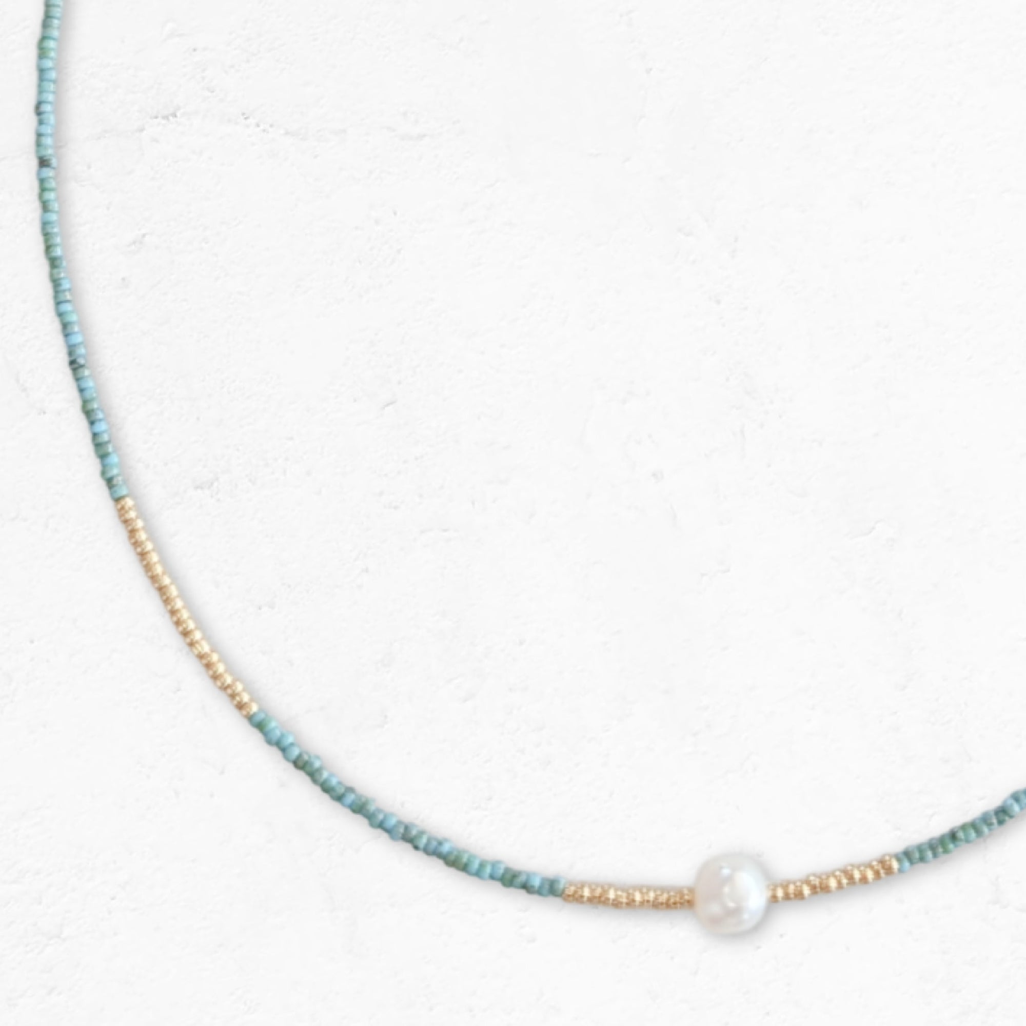 Beaded Sea Mist Necklace with Pearl