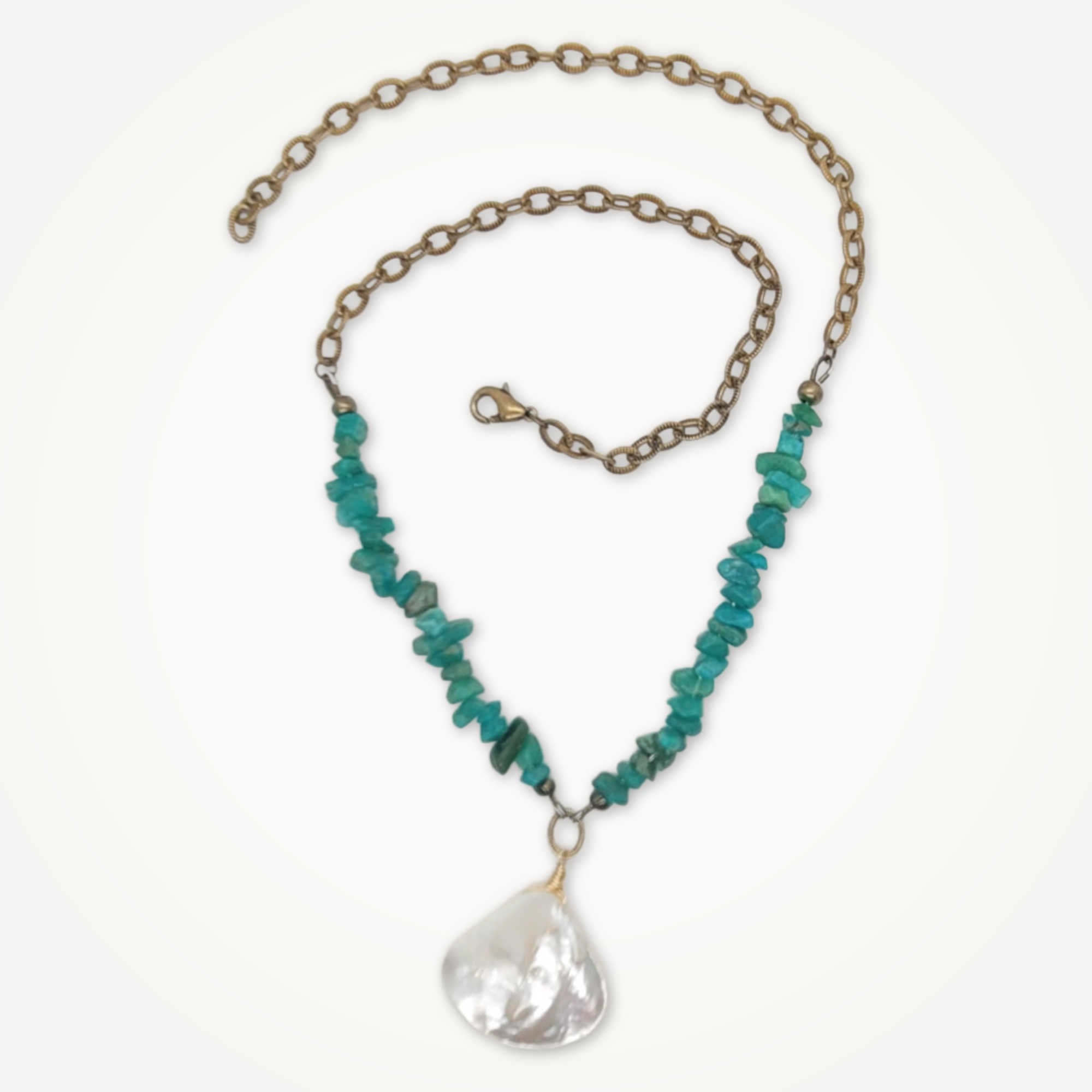Shoreline Necklace • Mother of Pearl Necklace, Green Amazonite
