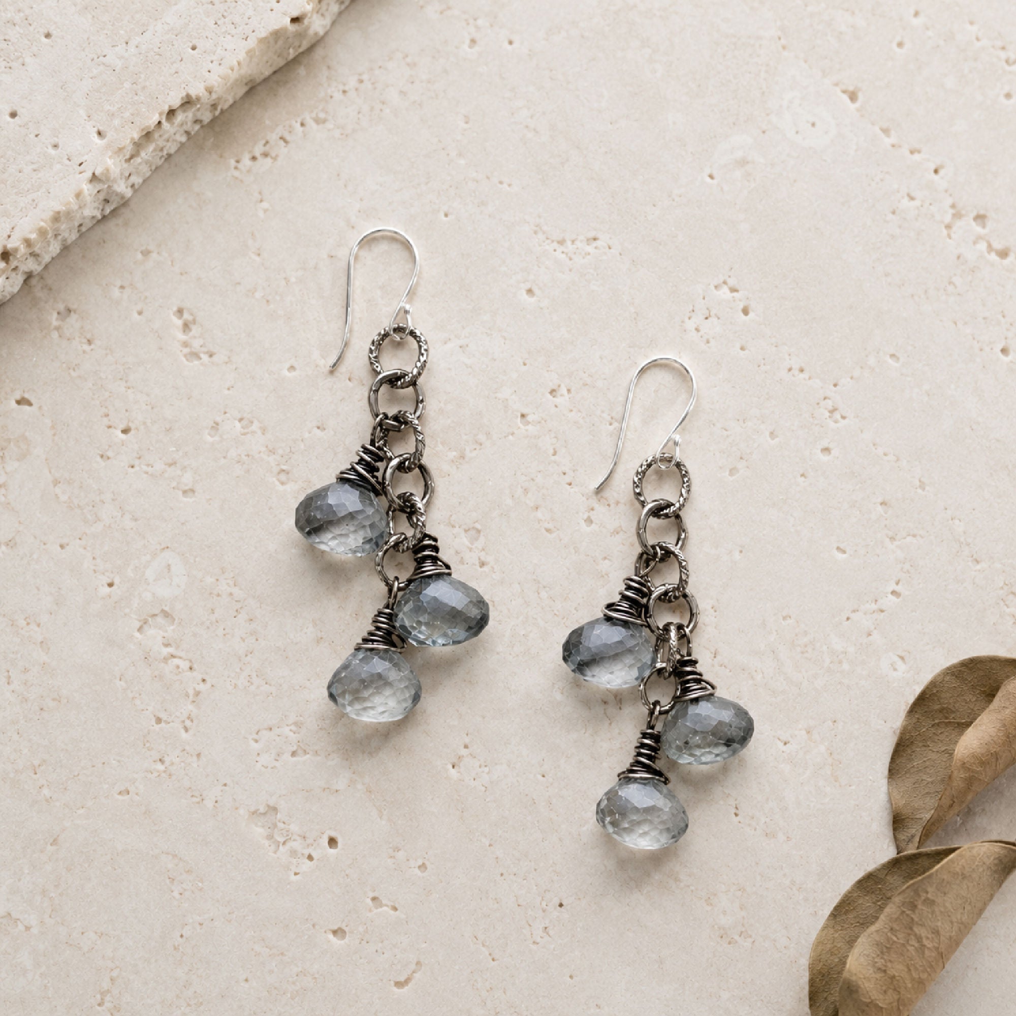 Briolette Cluster Earrings • Smoke Quartz