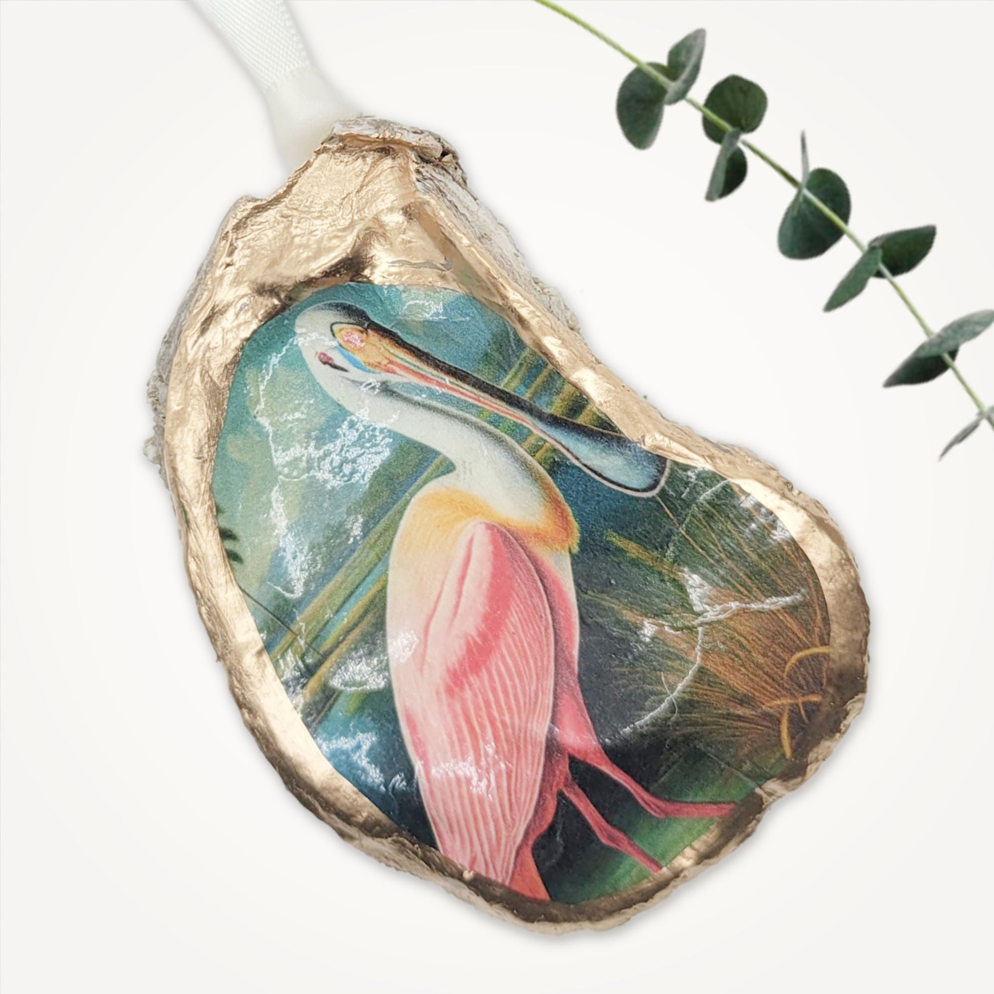 Roseate Spoonbill Ornament • Oyster Shell
