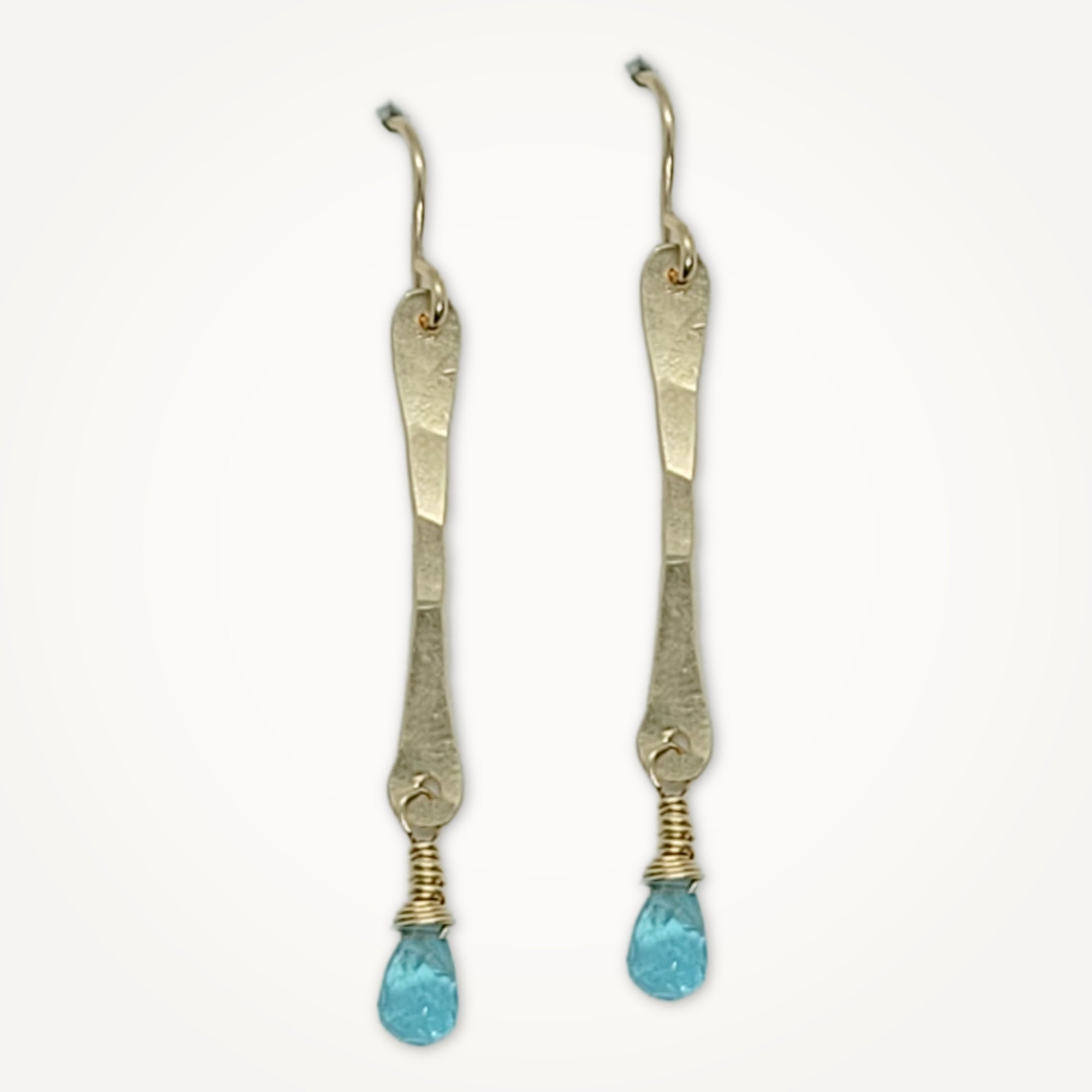 Stick Earrings • Blue Sea Glass Quartz