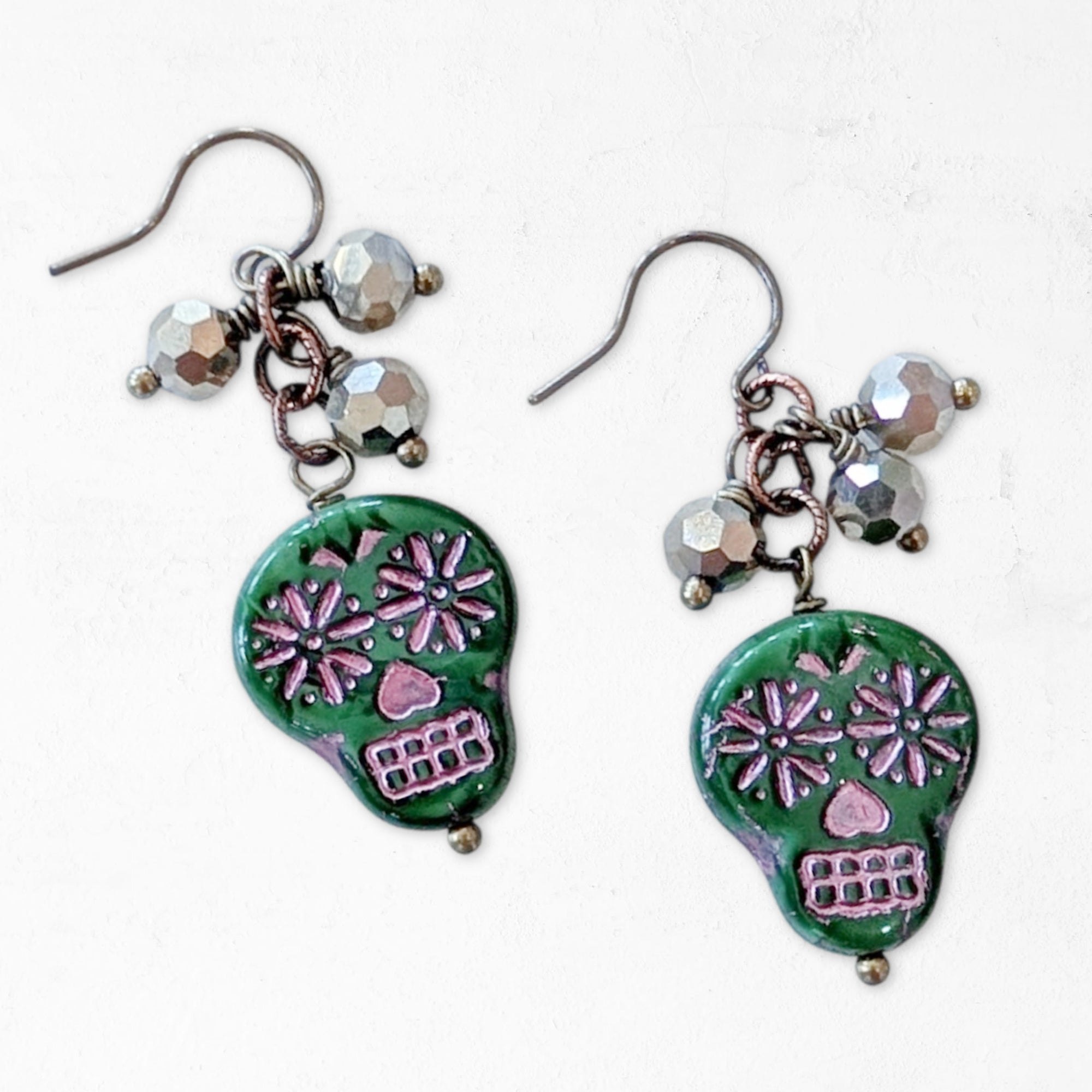Sugar Skull Earrings • Crystal