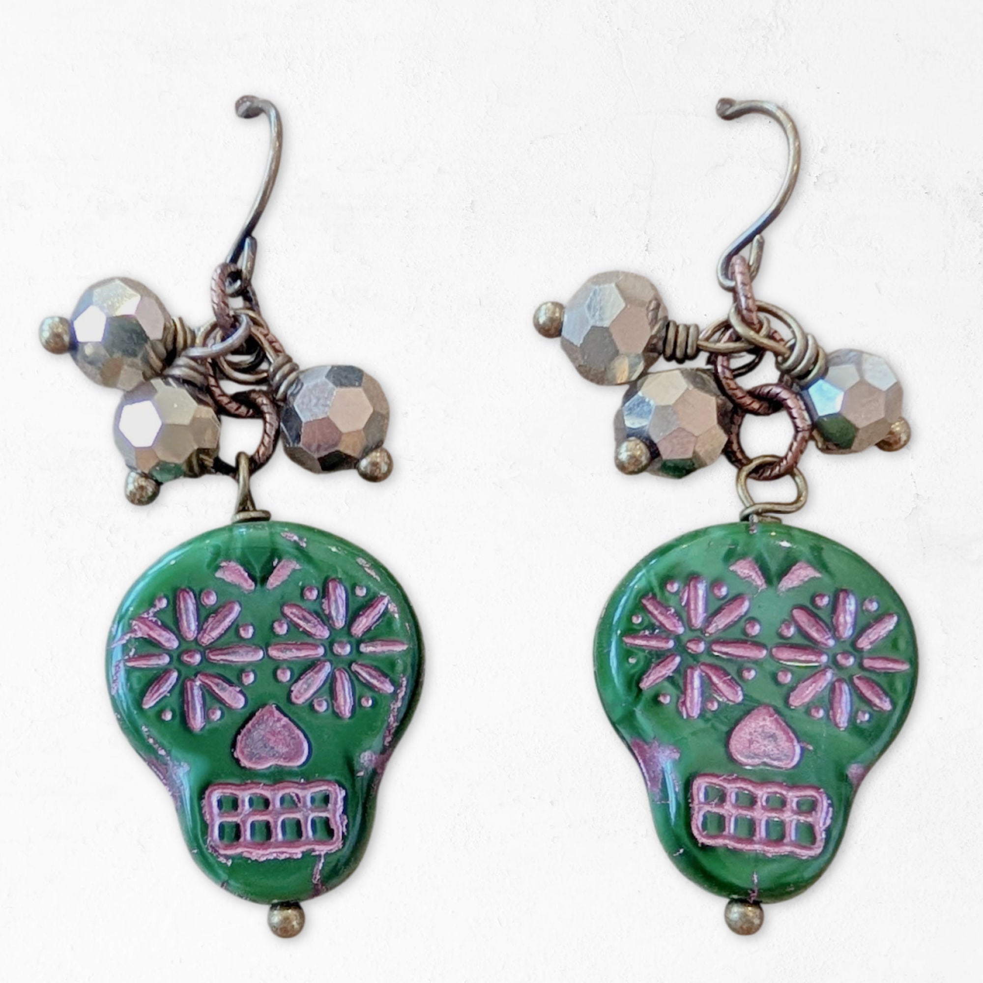 Sugar Skull Earrings • Crystal