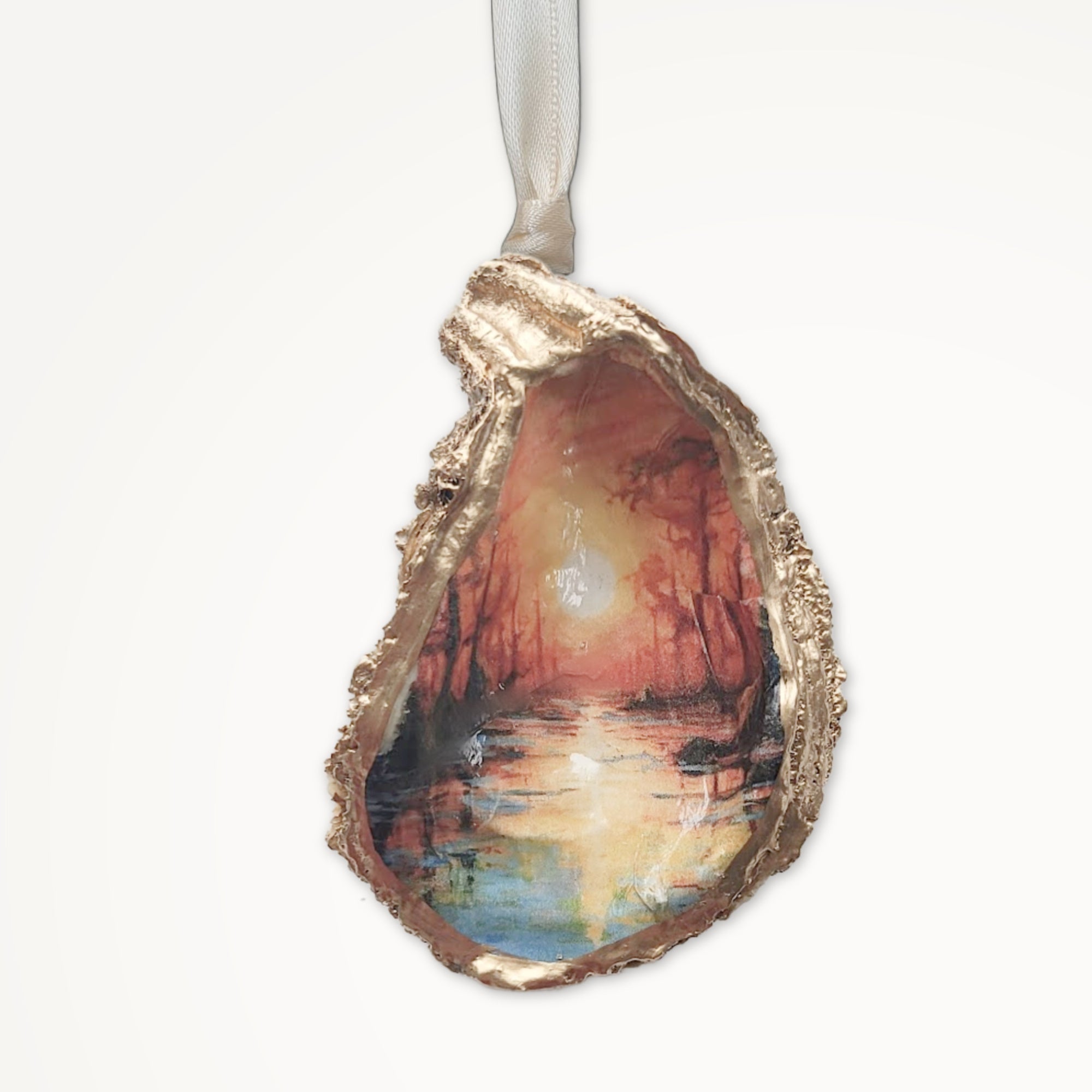 Swamp Sunset Ornament • Oyster Shell