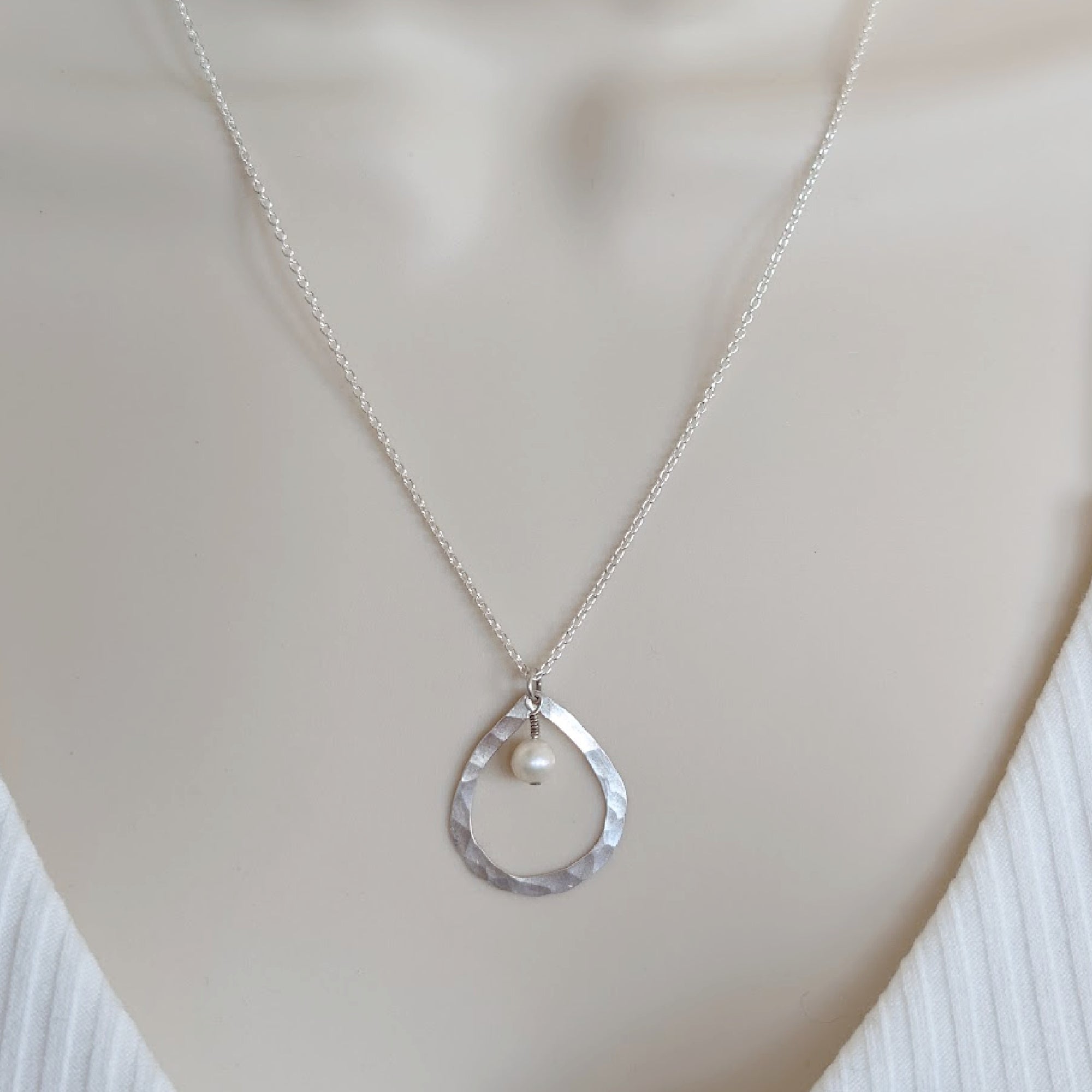 Organic Teardrop Necklace • Freshwater Pearl