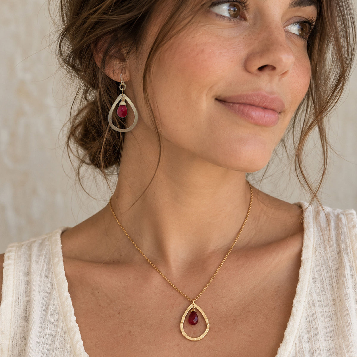 Teardrop Gemstone Earrings • Vermillion