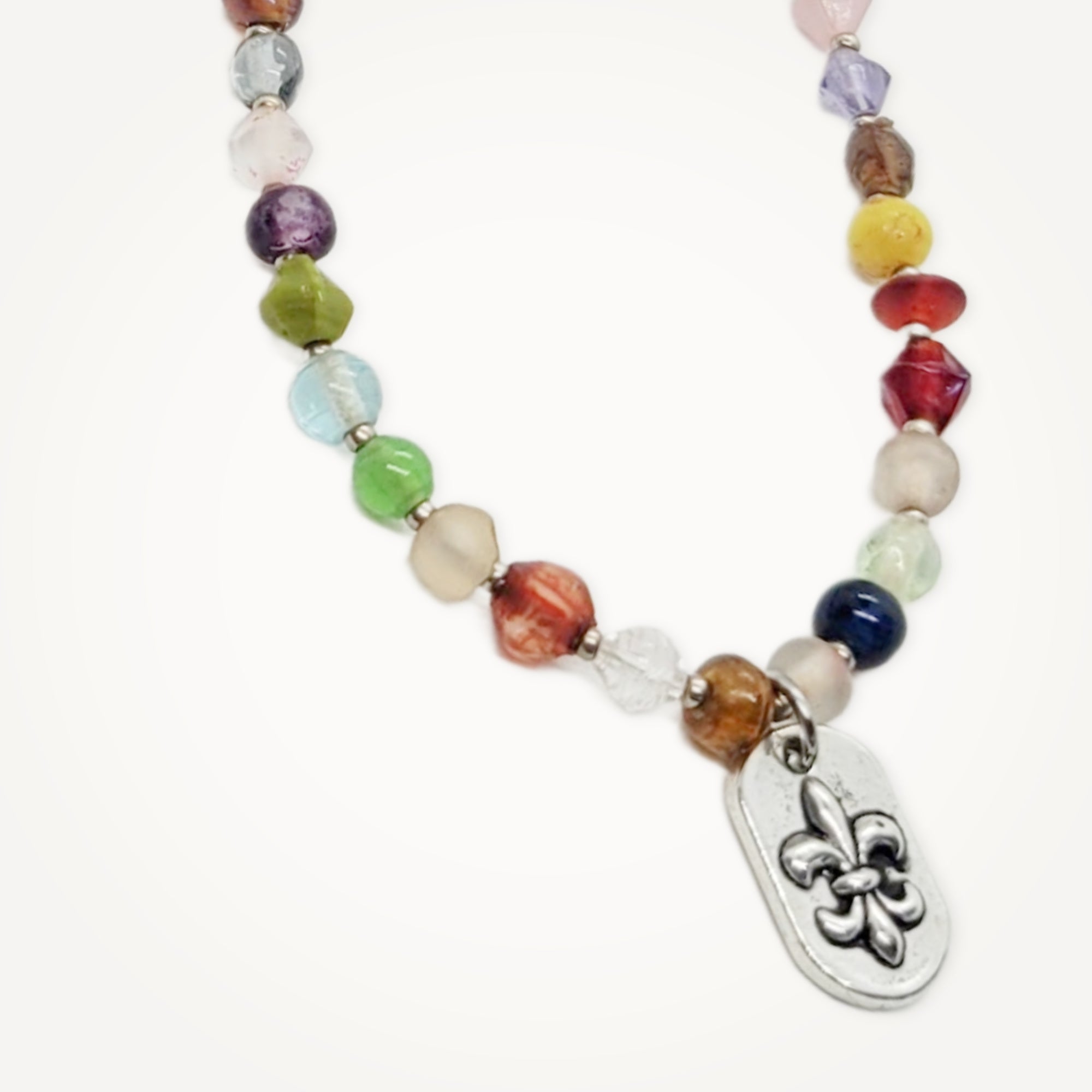 Vintage Mardi Gras Bead Necklace • Fleur de Lis