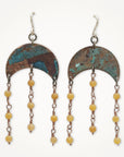 Copper Gemstone Yellow Jade Earrings