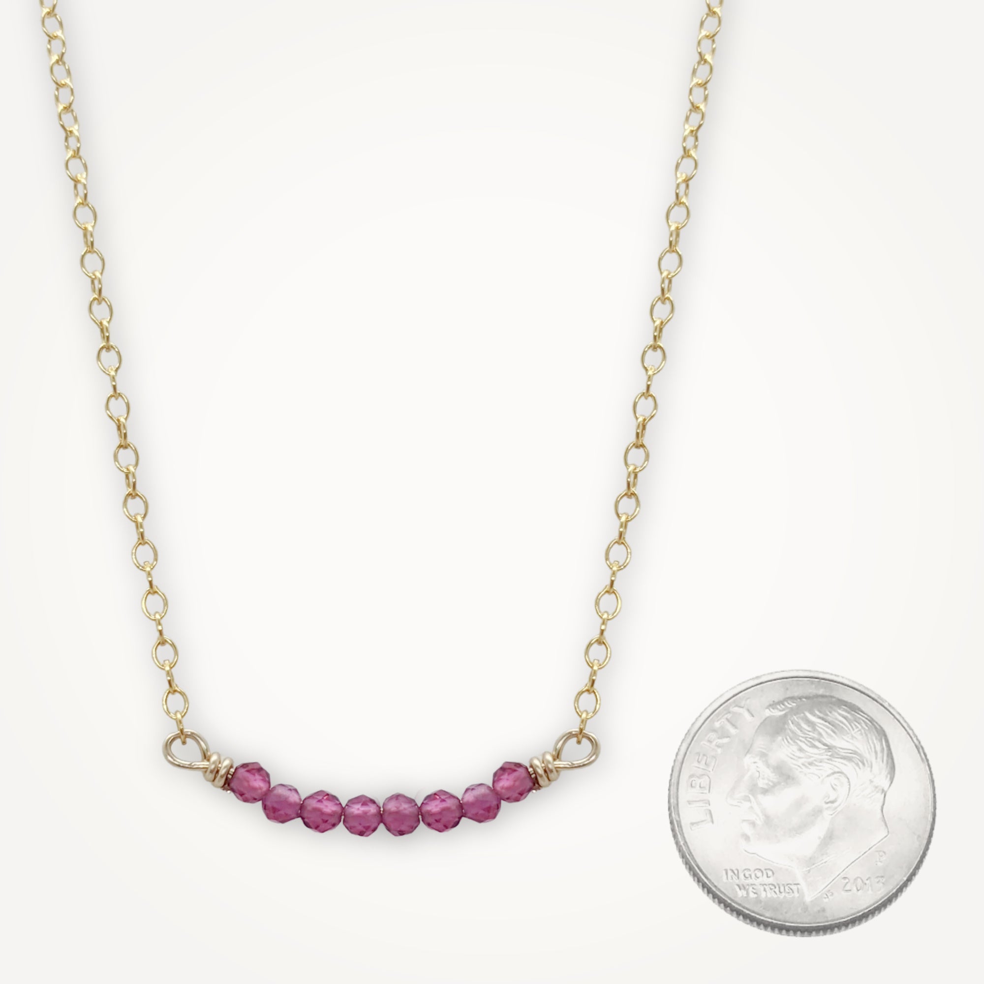 Gold + Delicate • Hot Pink Spinel Necklace