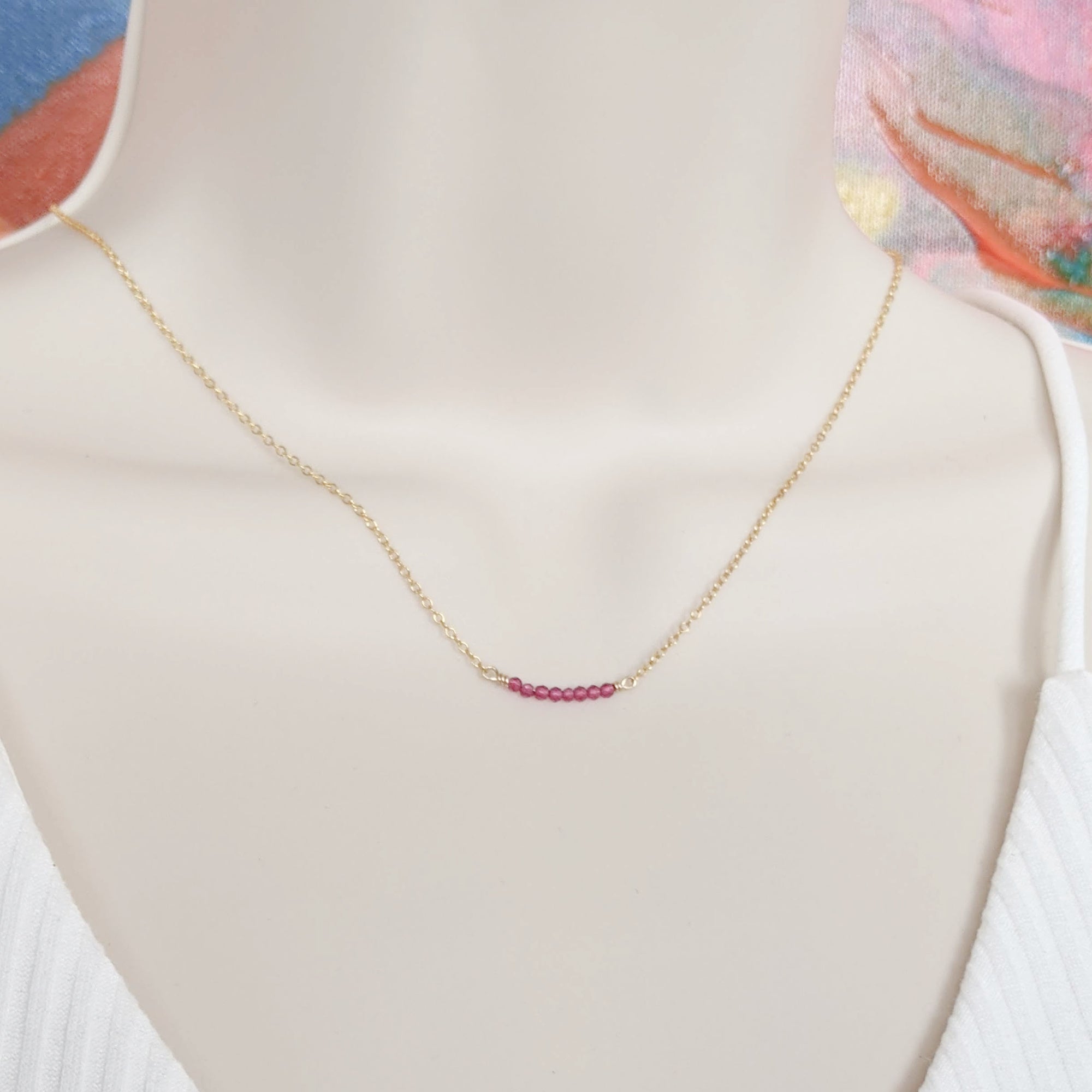 Gold + Delicate • Hot Pink Spinel Necklace