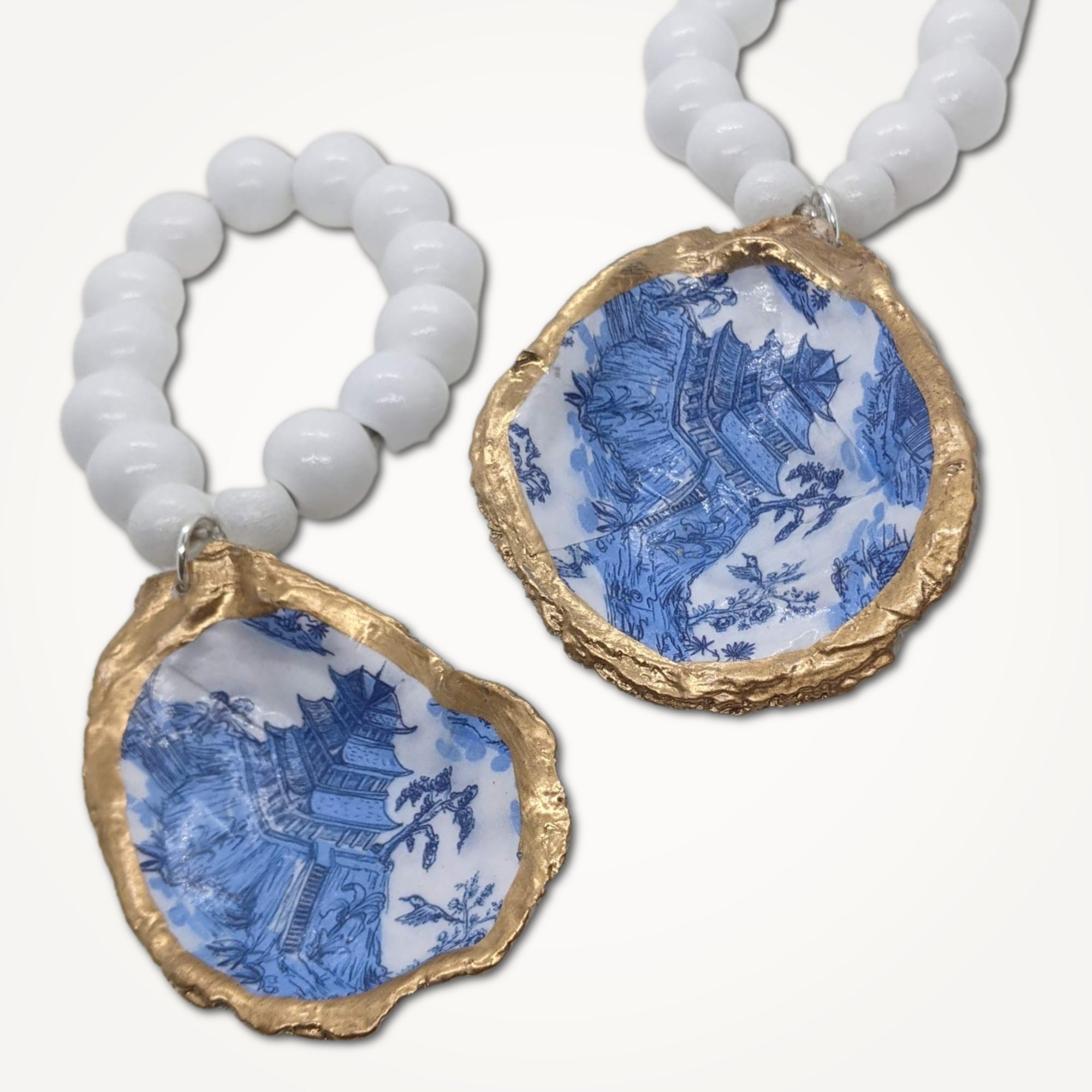Chinoiserie Oyster Shell • Wine Bottle Charm or Napkin Ring