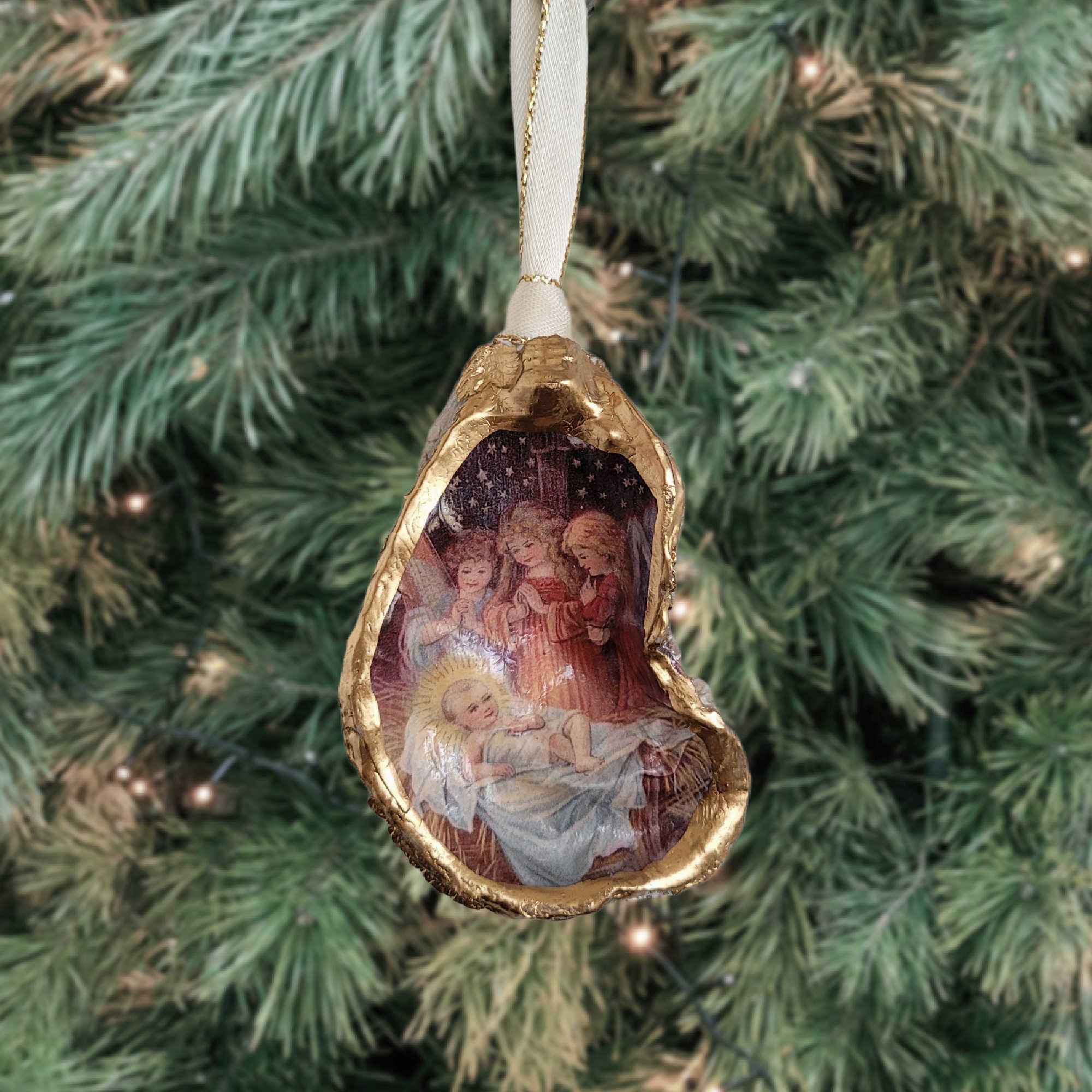 Oyster Shell Ornament • Angel Adoration