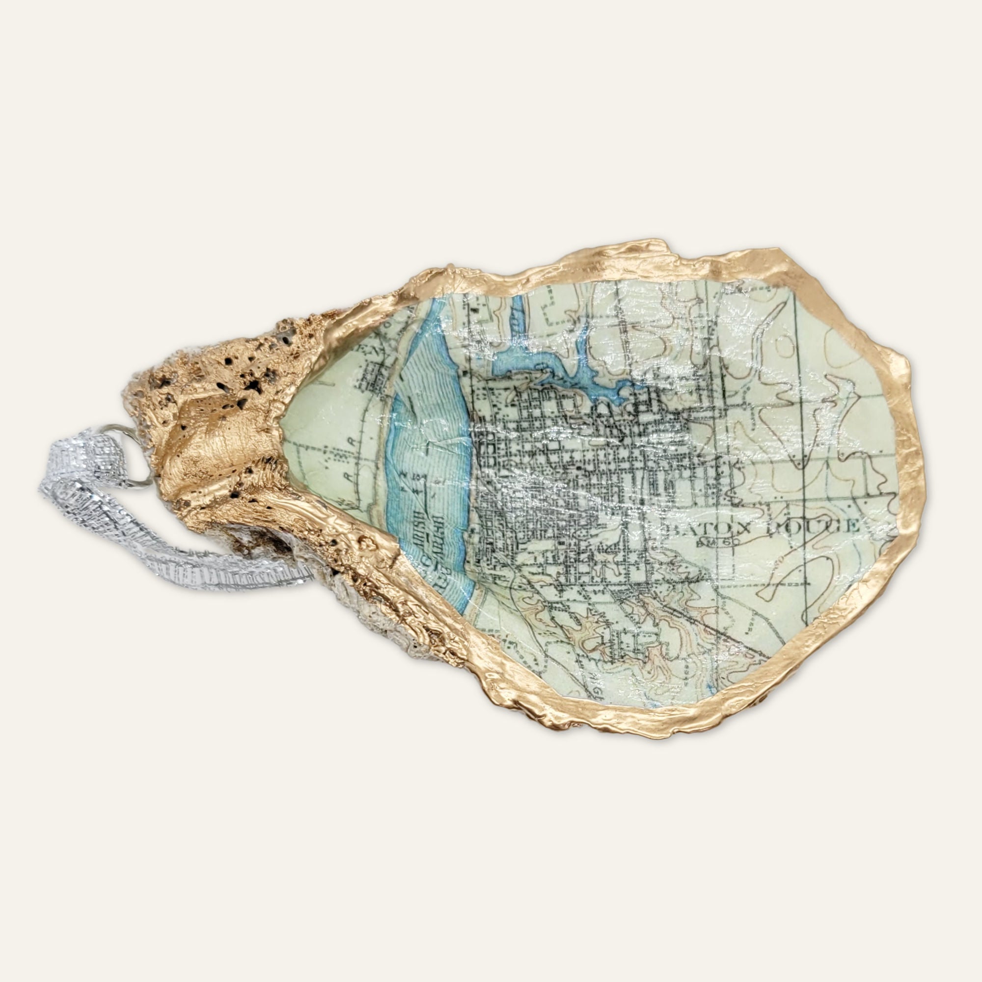 Baton Rouge Map Ornament • Oyster Shell
